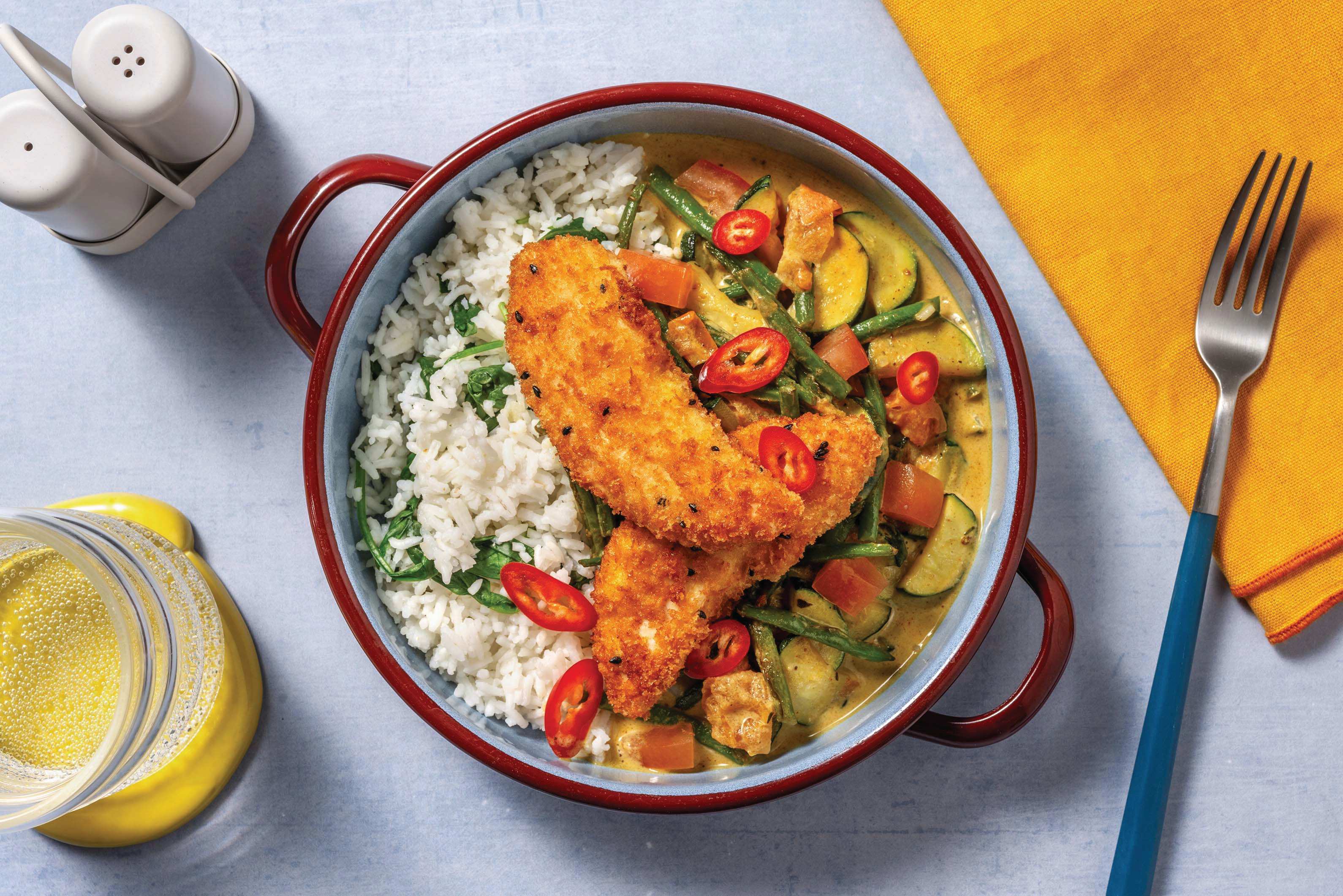 Double Plant-Based Chick'n & Mumbai Curry Sauce
