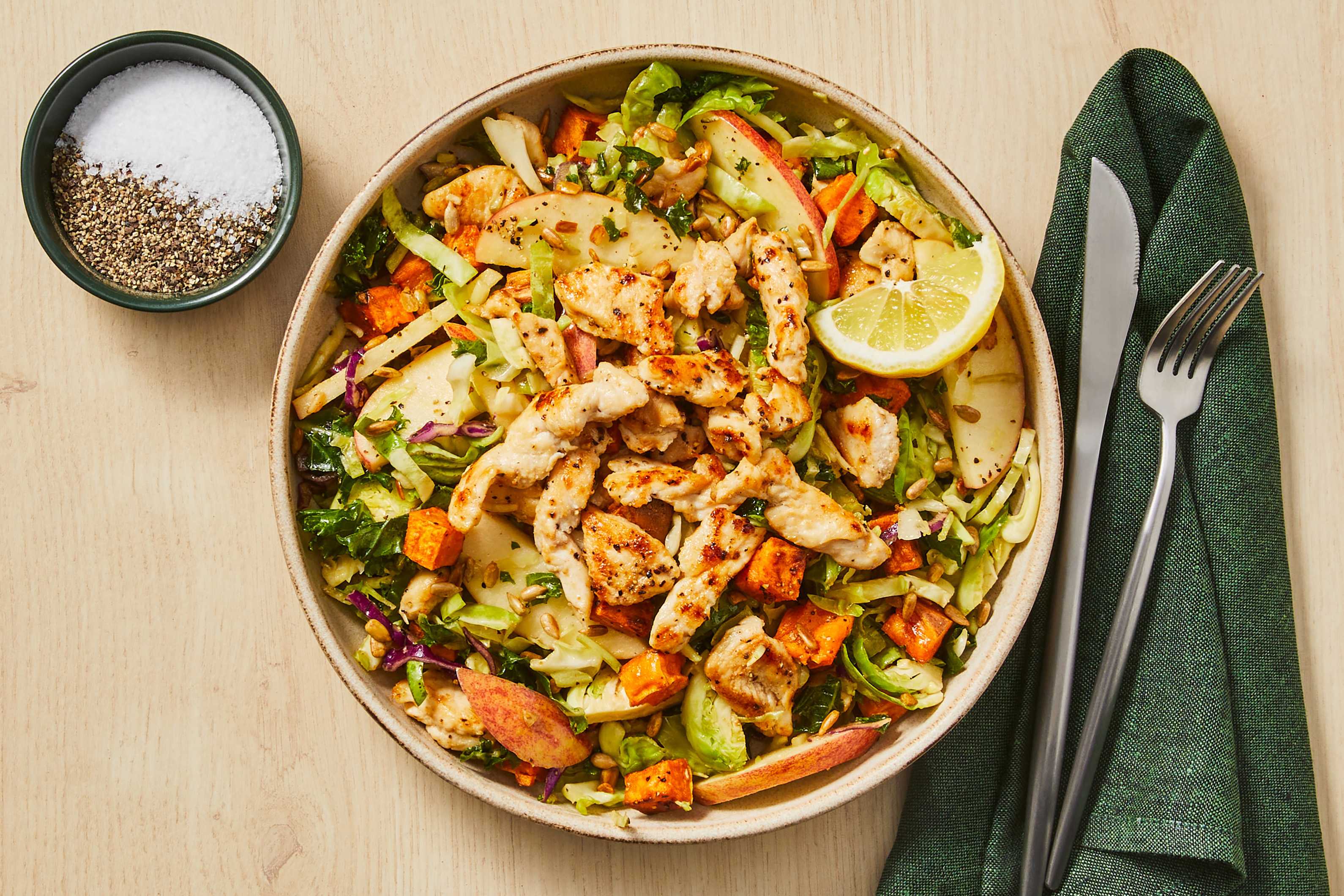 Warm Shrimp, Kale & Apple Chopped Salad