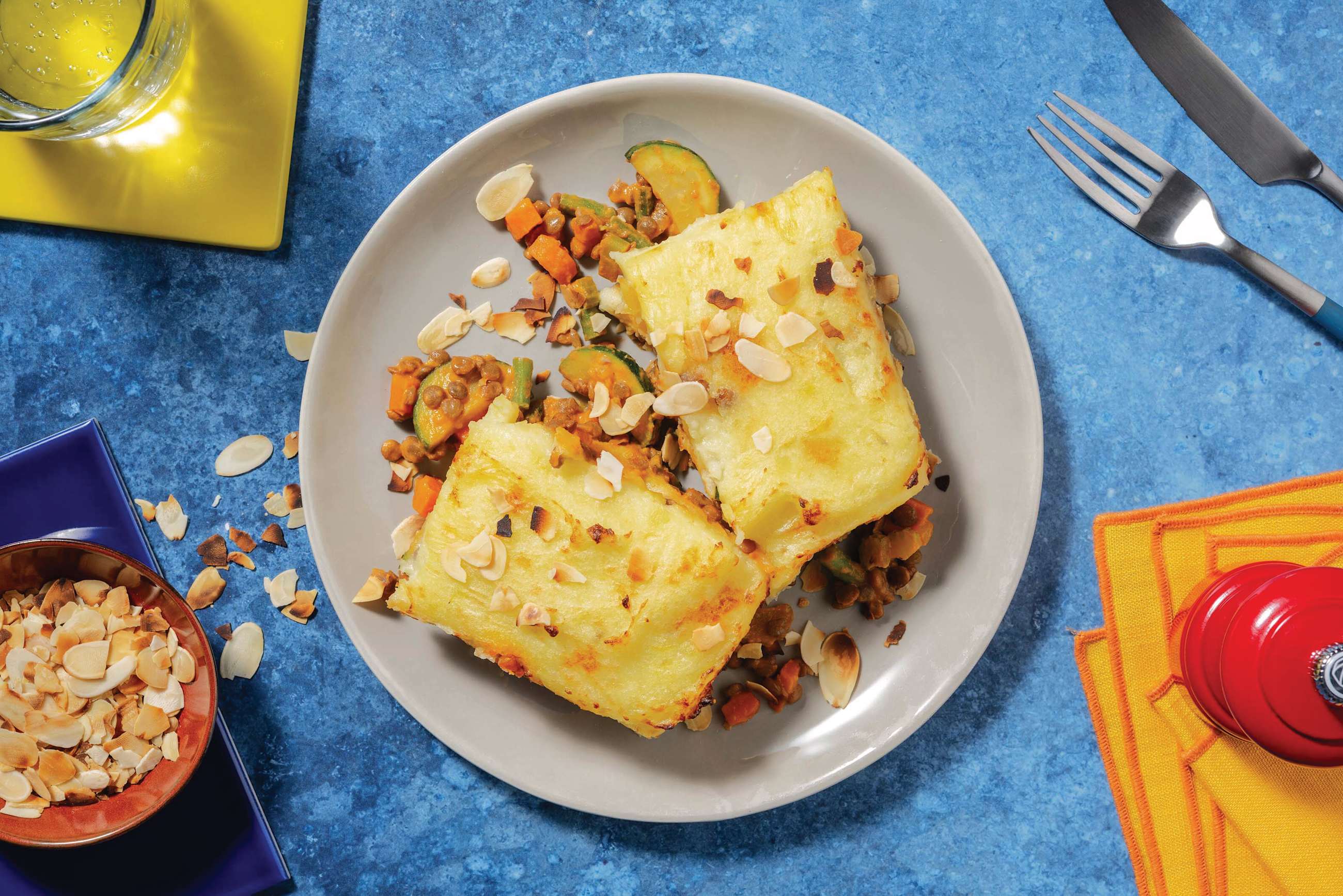Moroccan Lentil & Loaded Veggie Pie