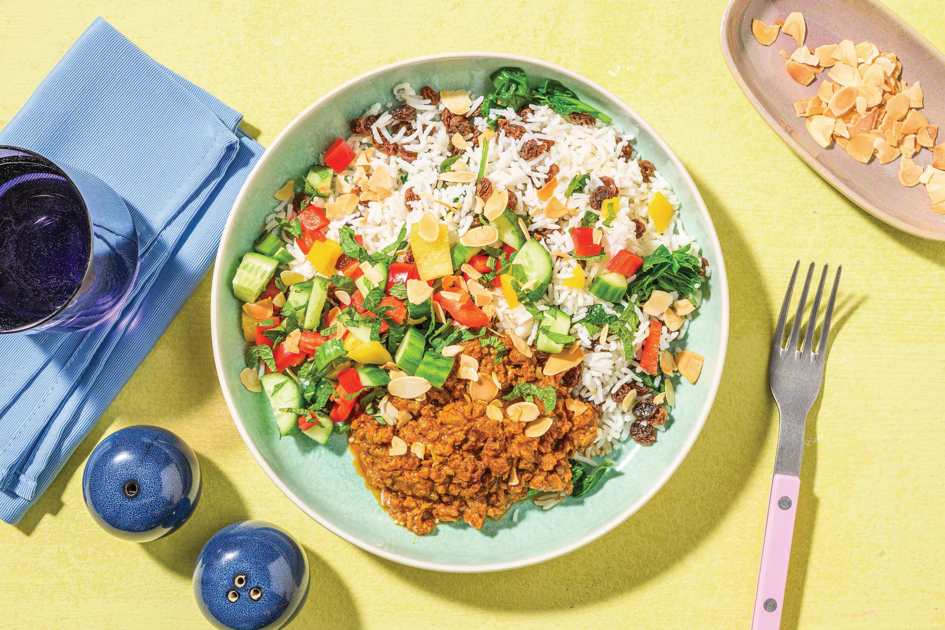 Moroccan Plant-Based Mince & Spinach Rice