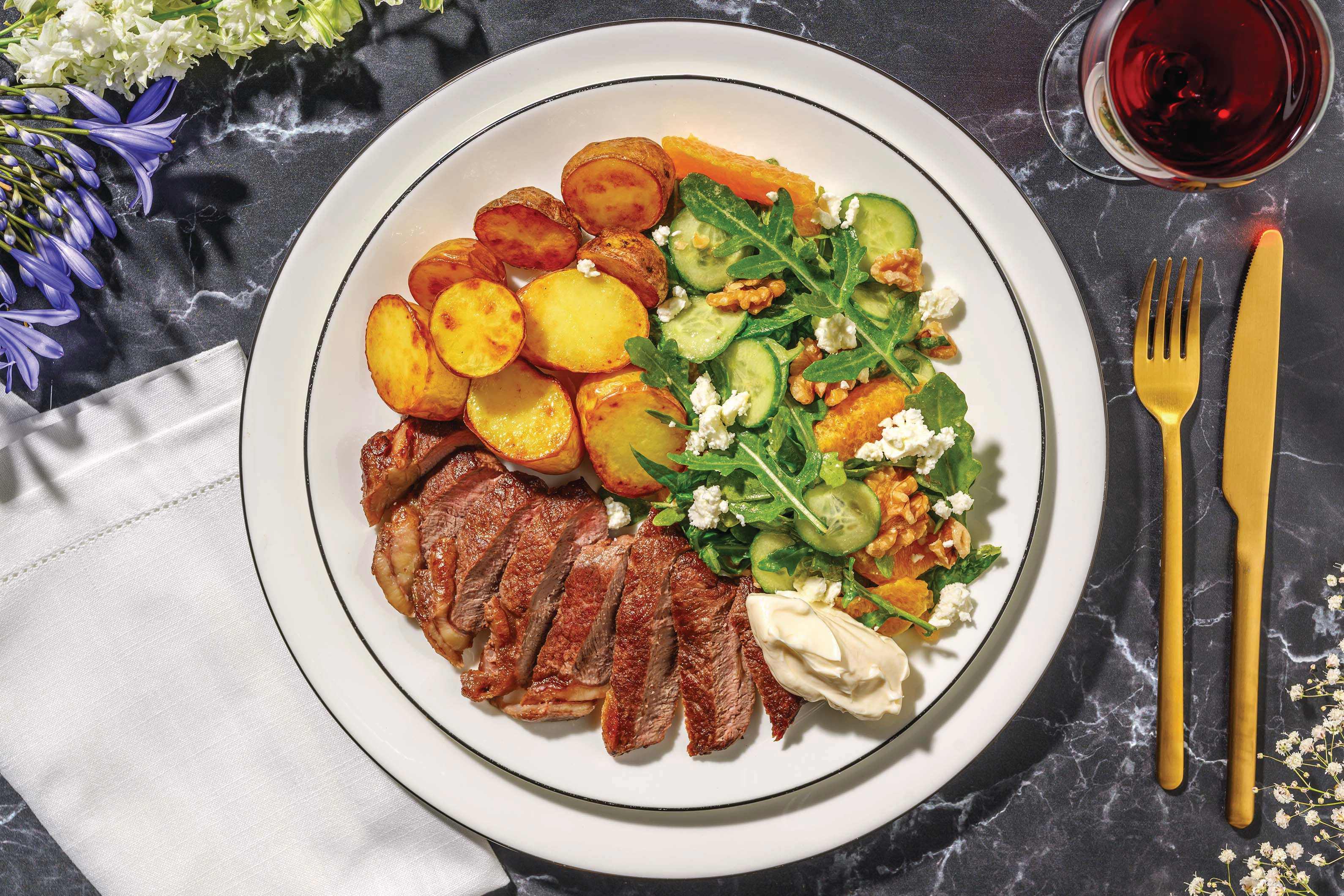 Porterhouse Steak & Roasted Chat Potatoes