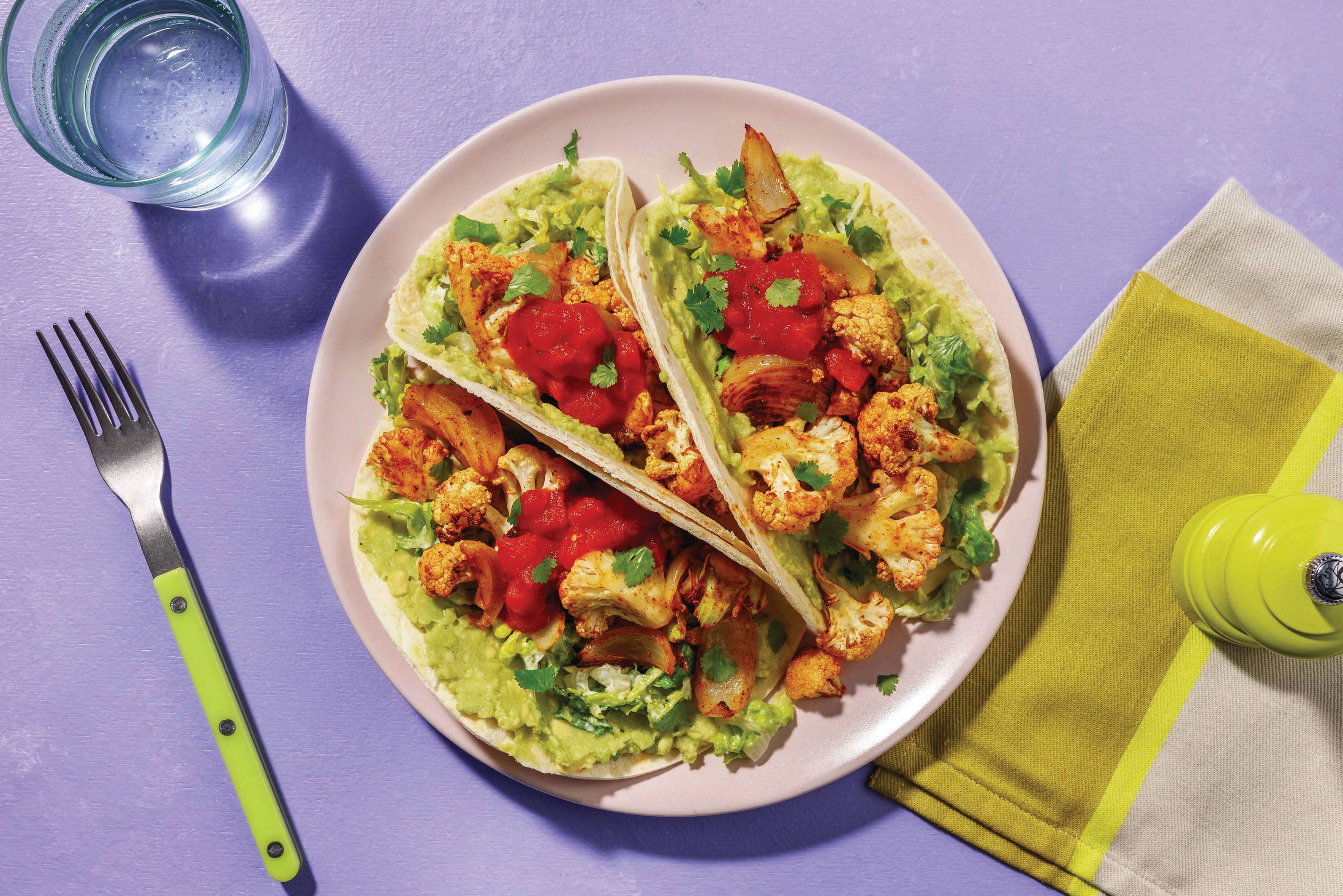Chicken Cauliflower & Smashed Avocado Tacos