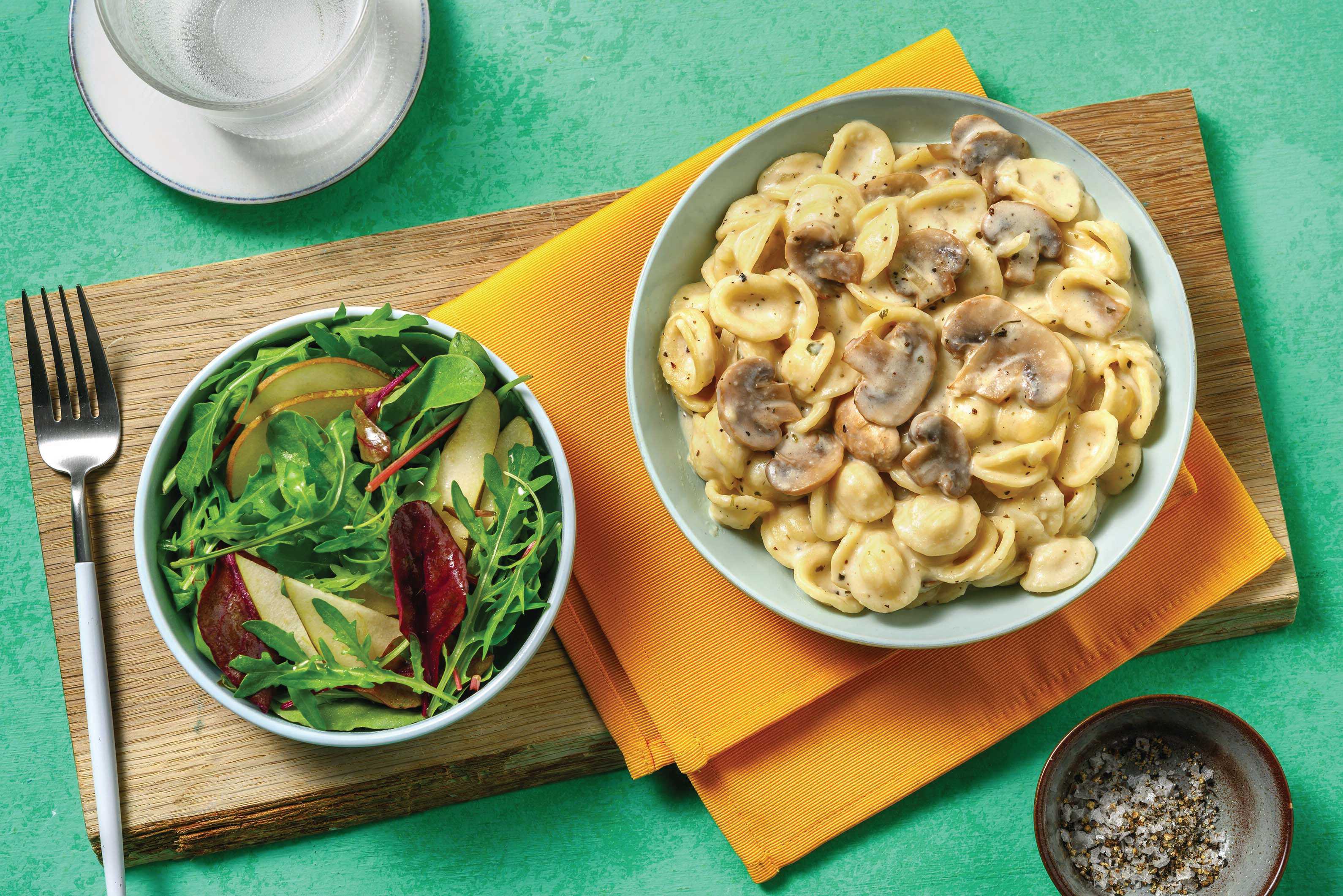 HelloHero: One-Pot Garlicky Mushroom & Bacon Orecchiette
