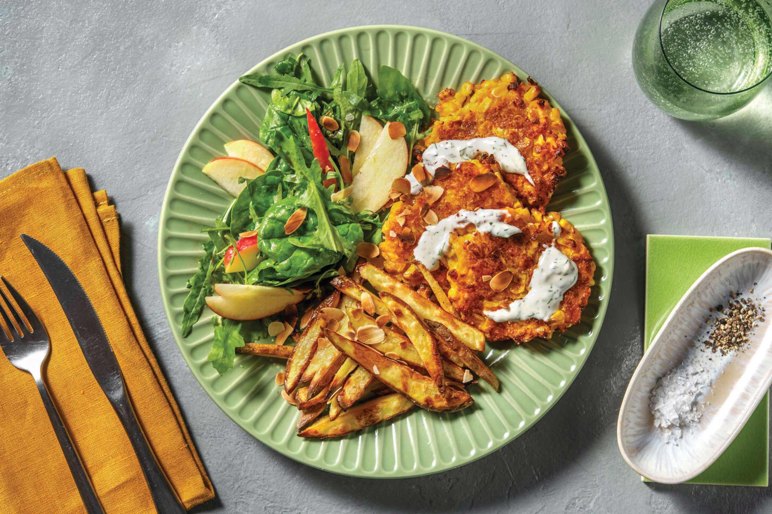 Nan's Sweetcorn & Bacon Fetta Fritters
