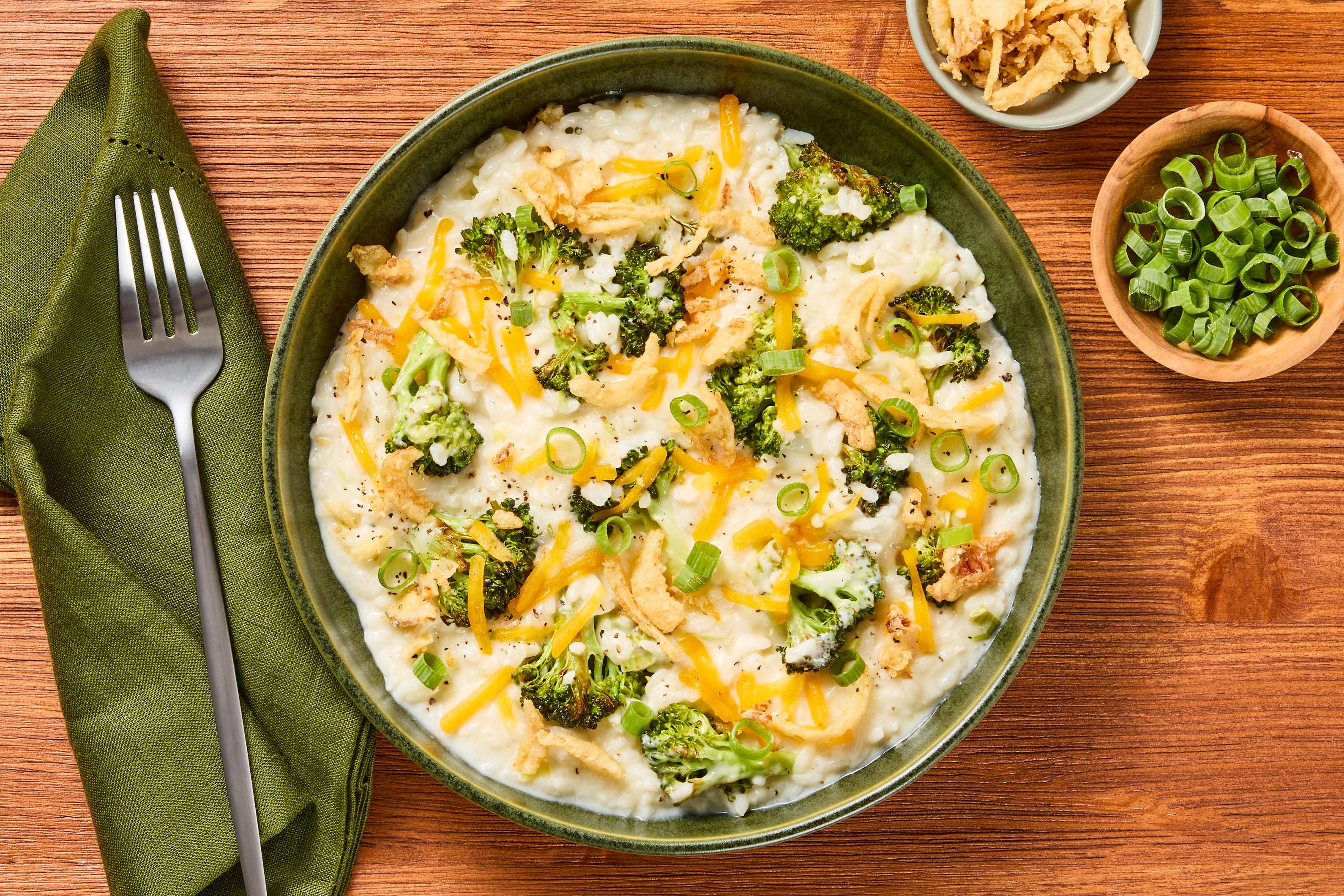Creamy Cheddar Broccoli Salmon Risotto