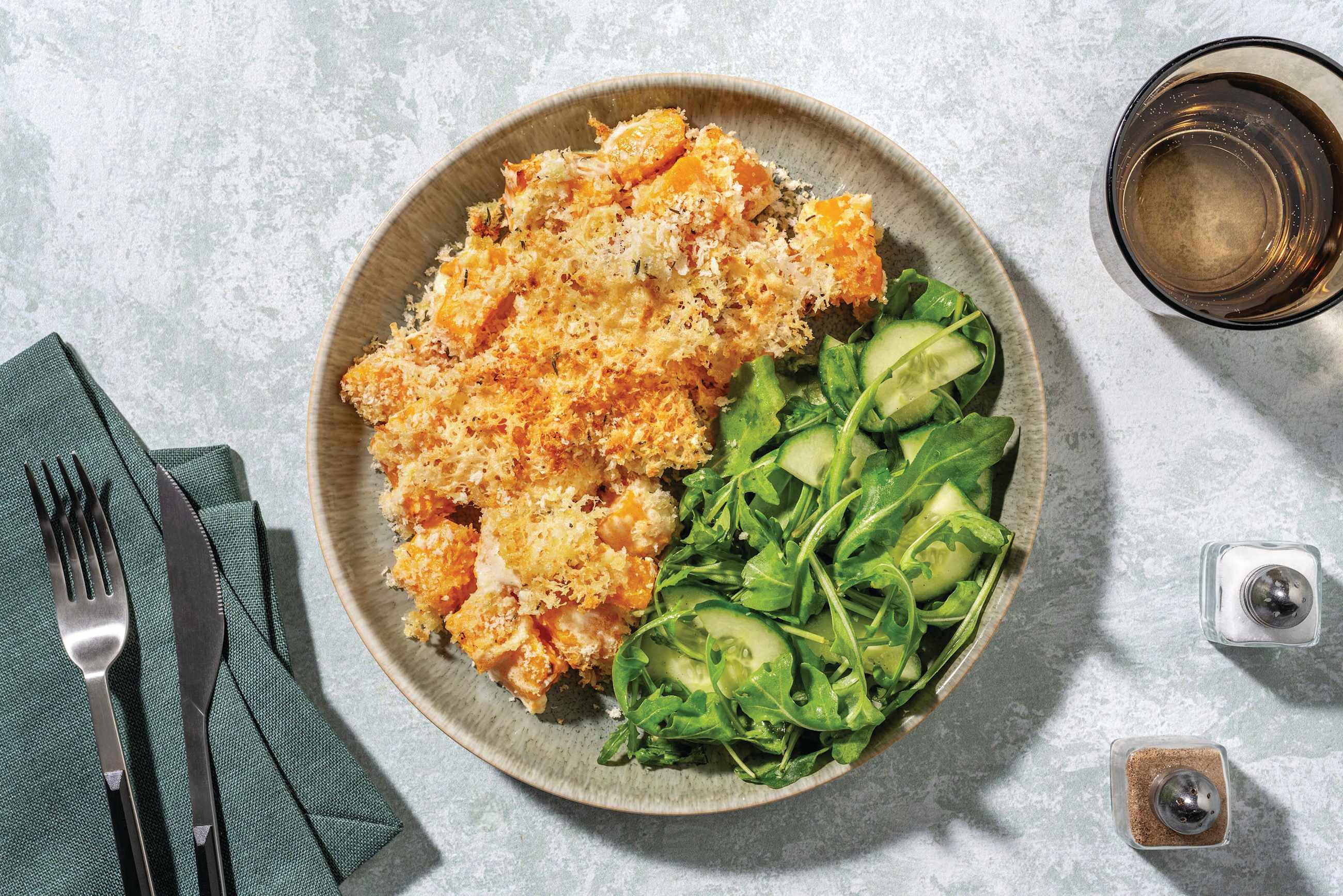 Cheesy Pumpkin & Chilli-Thyme Gratin