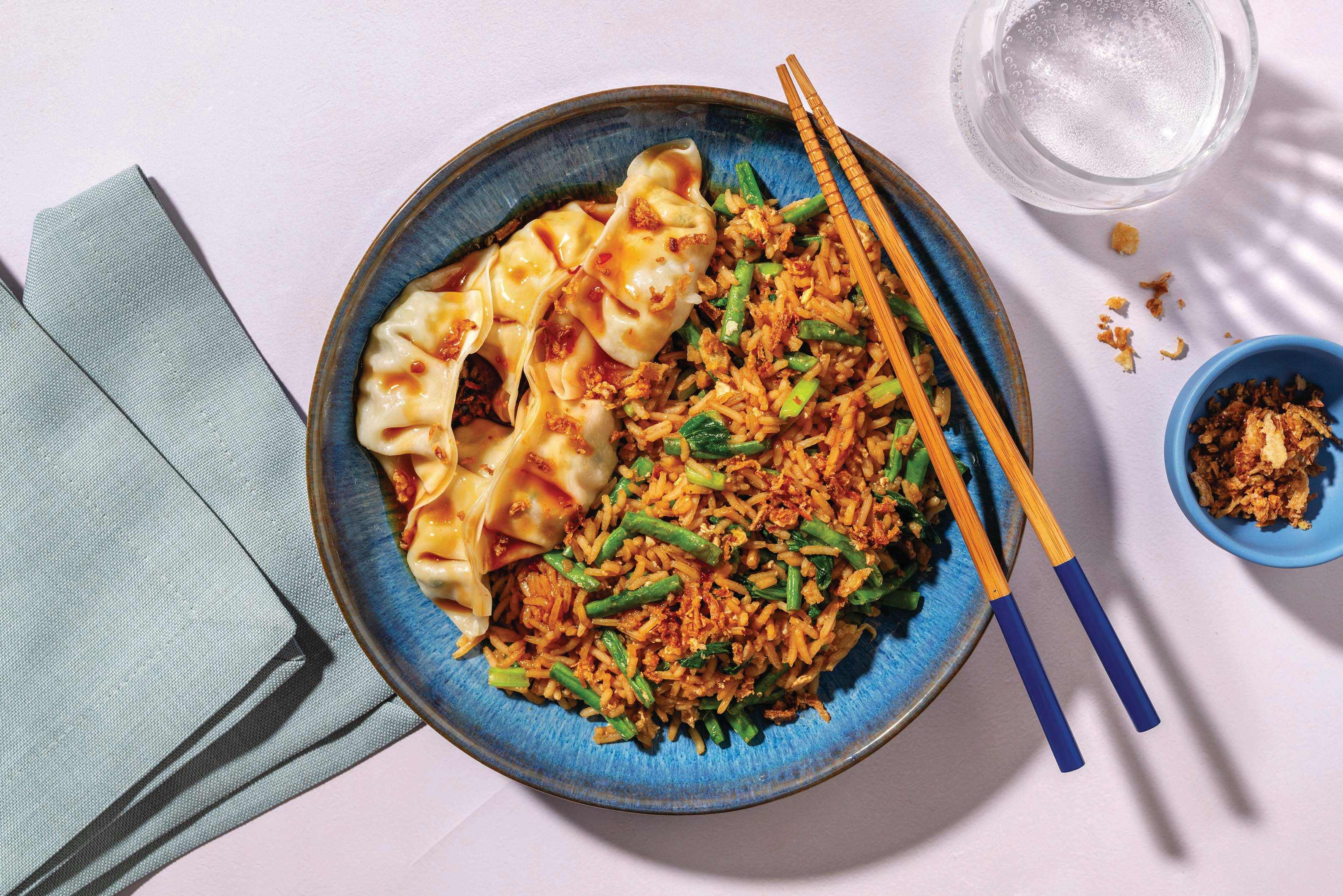 Pork Gyoza & Bacon Egg Fried Rice
