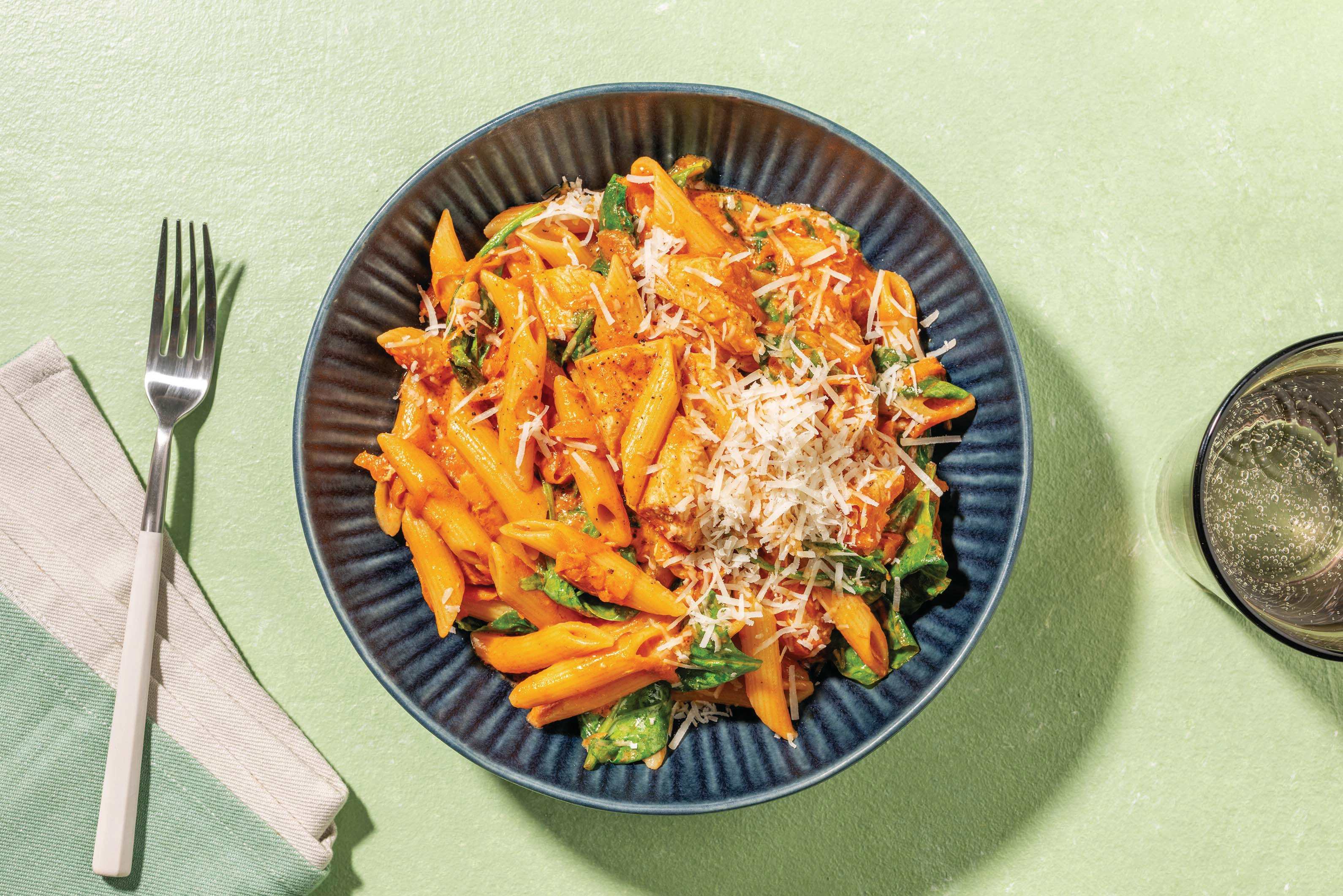 HelloHero: Creamy Tomato, Chicken & Bacon Fusilli