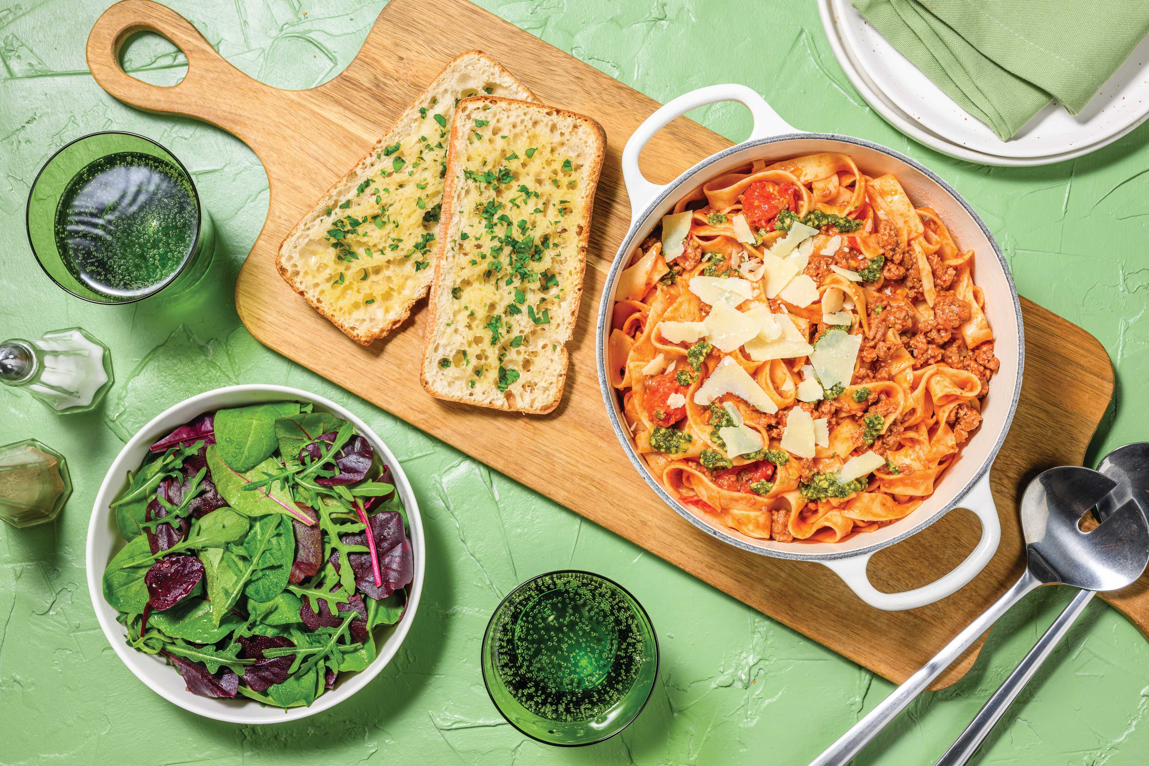Pesto Beef Ragu & Fettuccine Feast