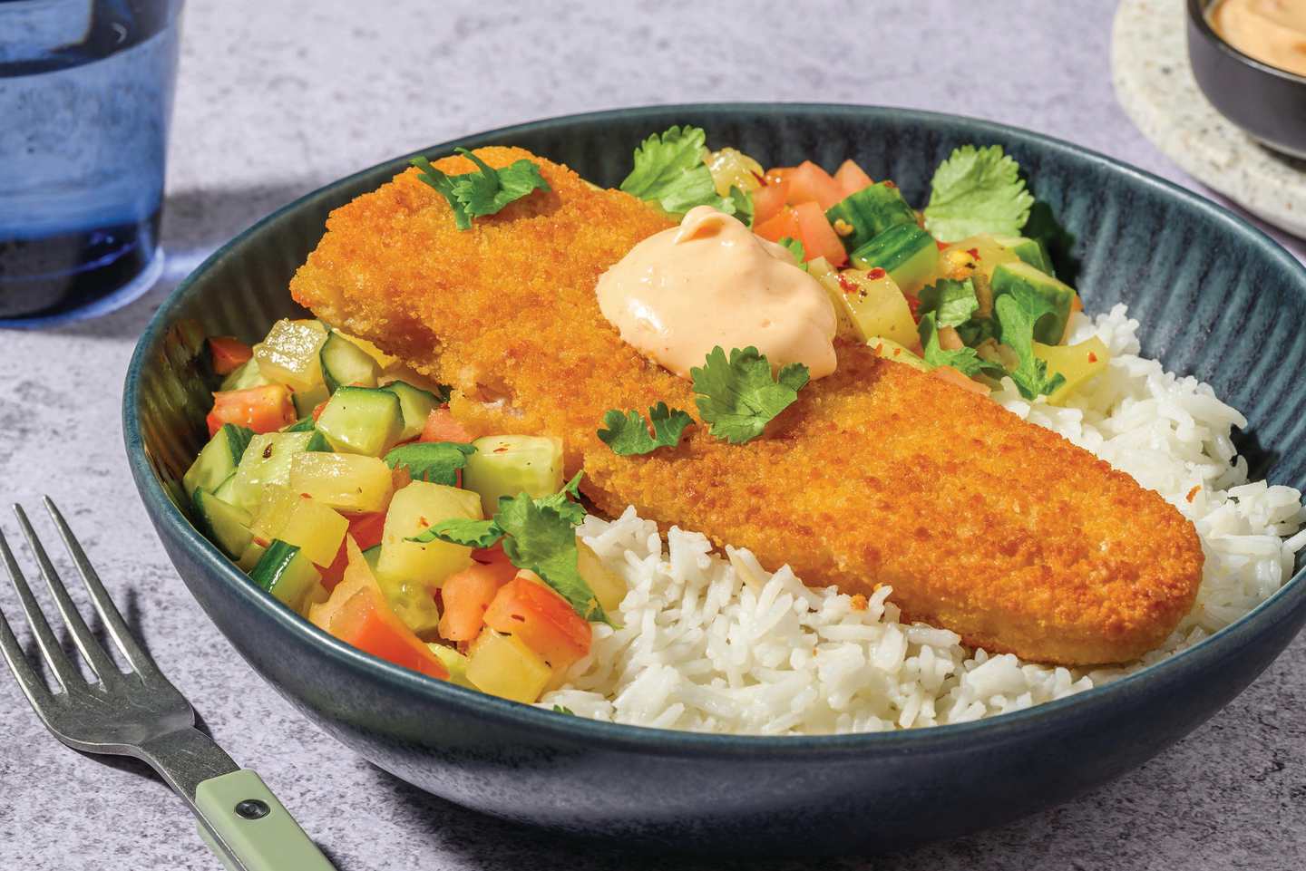 Superquick Caribbean Crumbed Fish & Rice