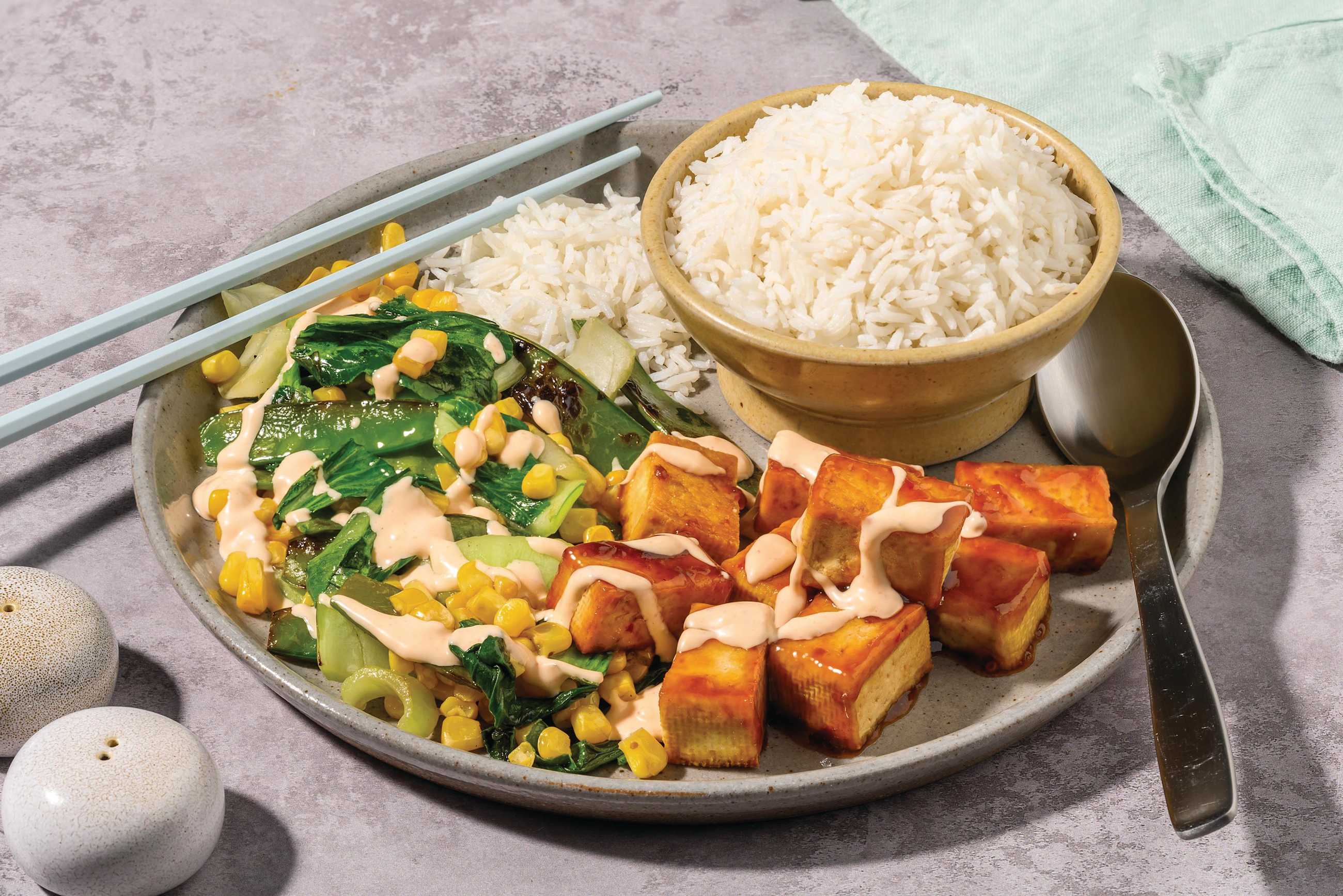 Korean-Style Tofu & Garlic Rice