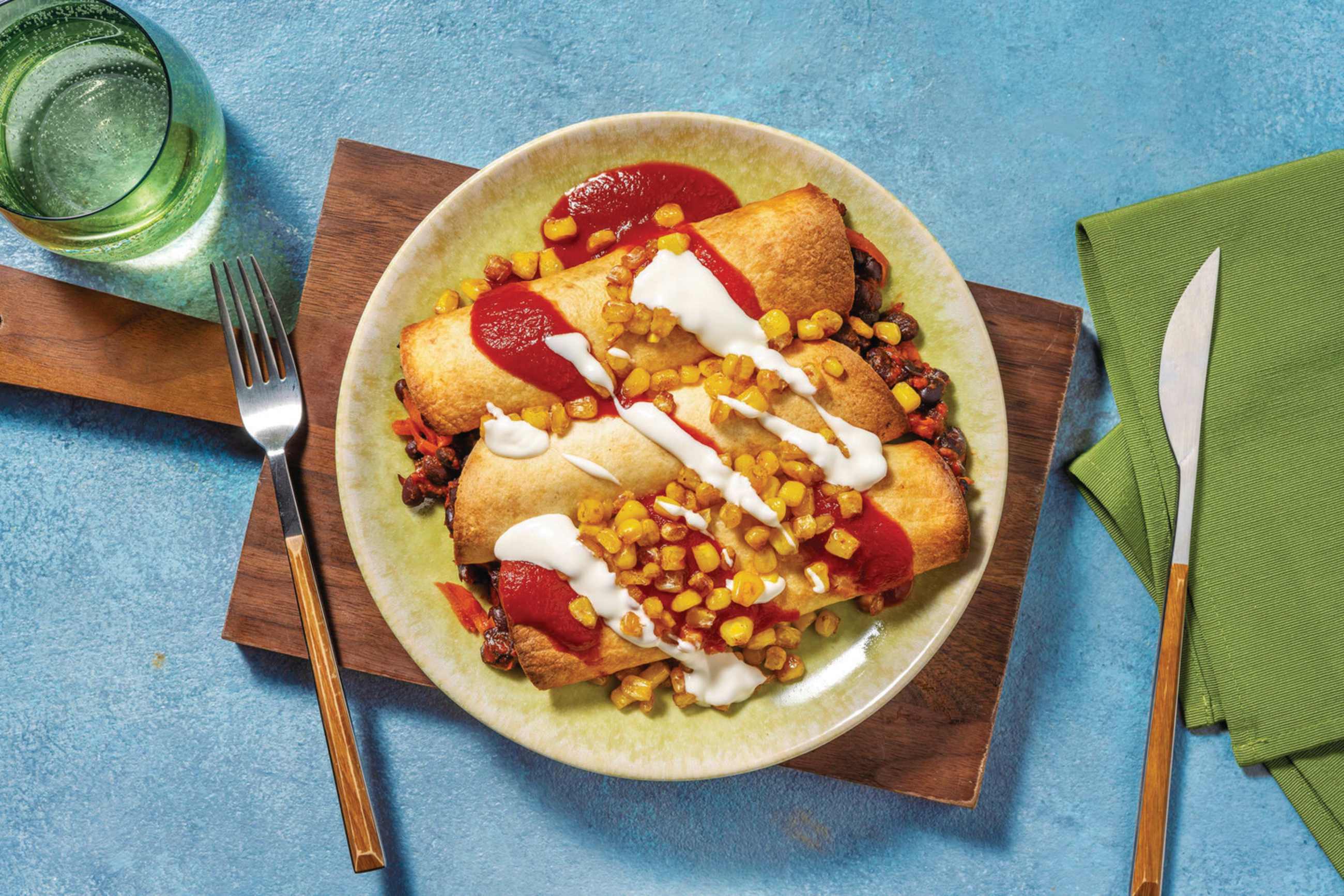 Mexican-Spiced Black Bean & Veg Taquitos