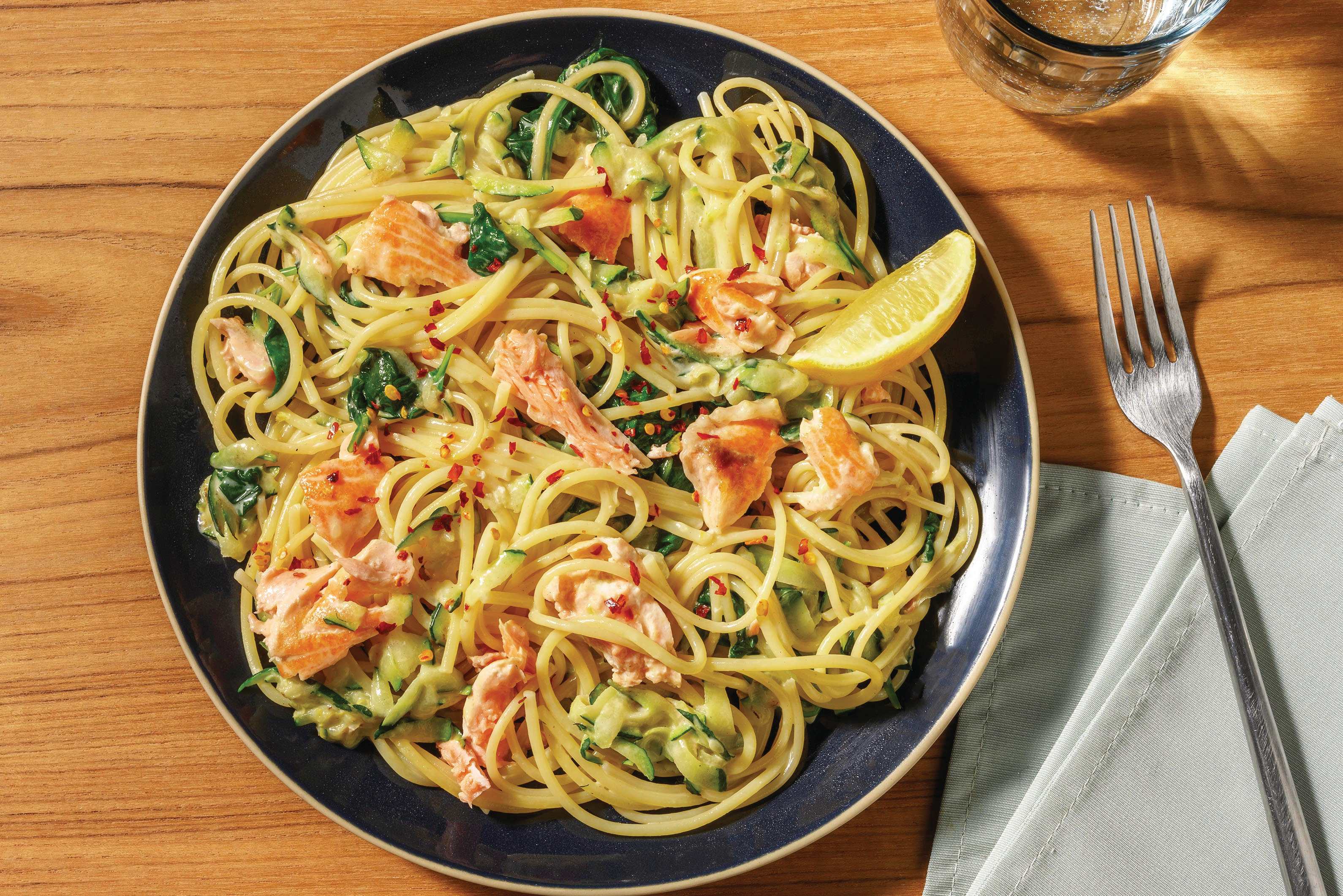 Creamy Lemon, Prawn & Salmon Spaghetti