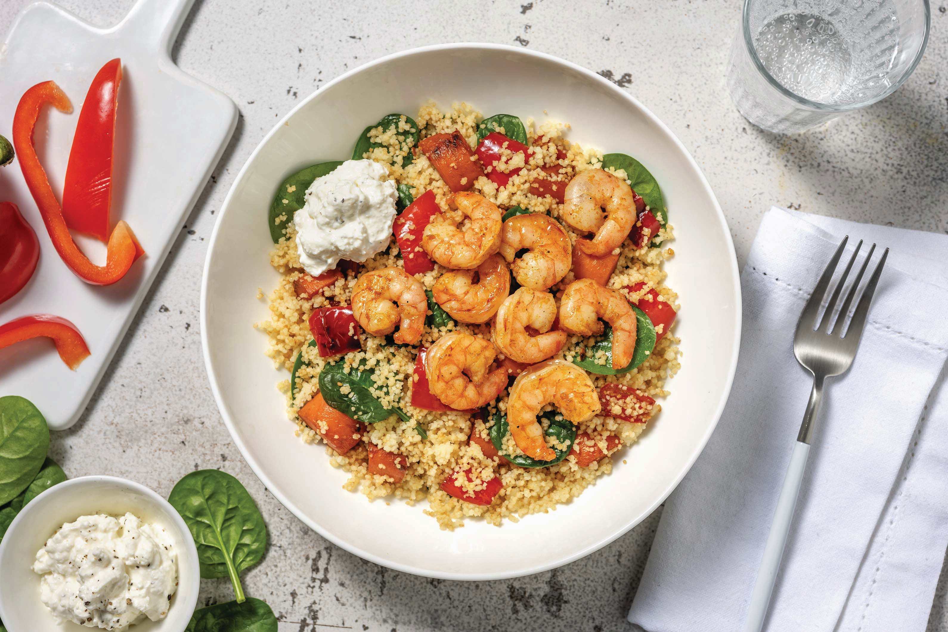 Double Smokey Prawns & Roast Veggie Couscous