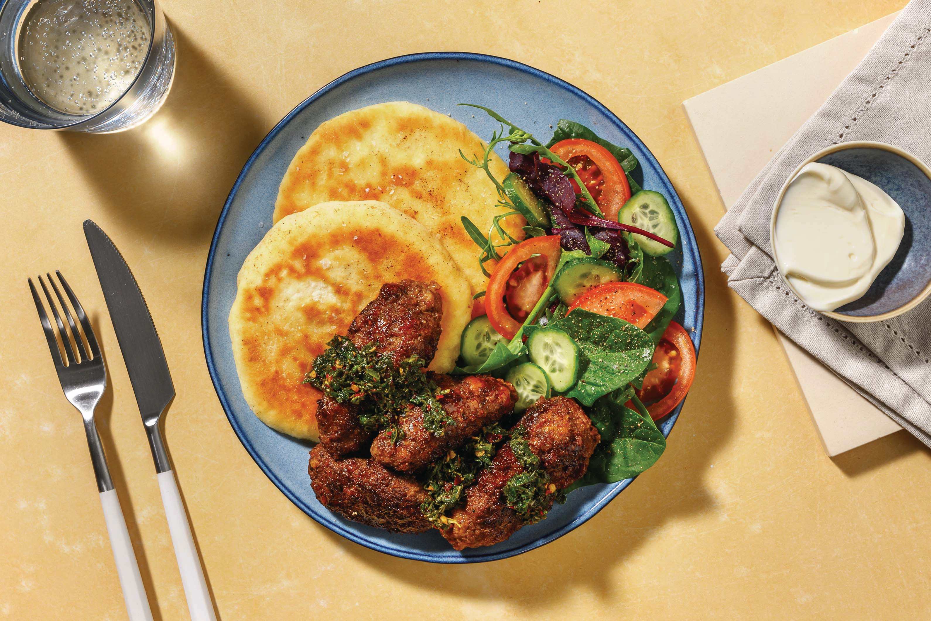 Double Beef Koftas & DIY Yoghurt Flatbreads