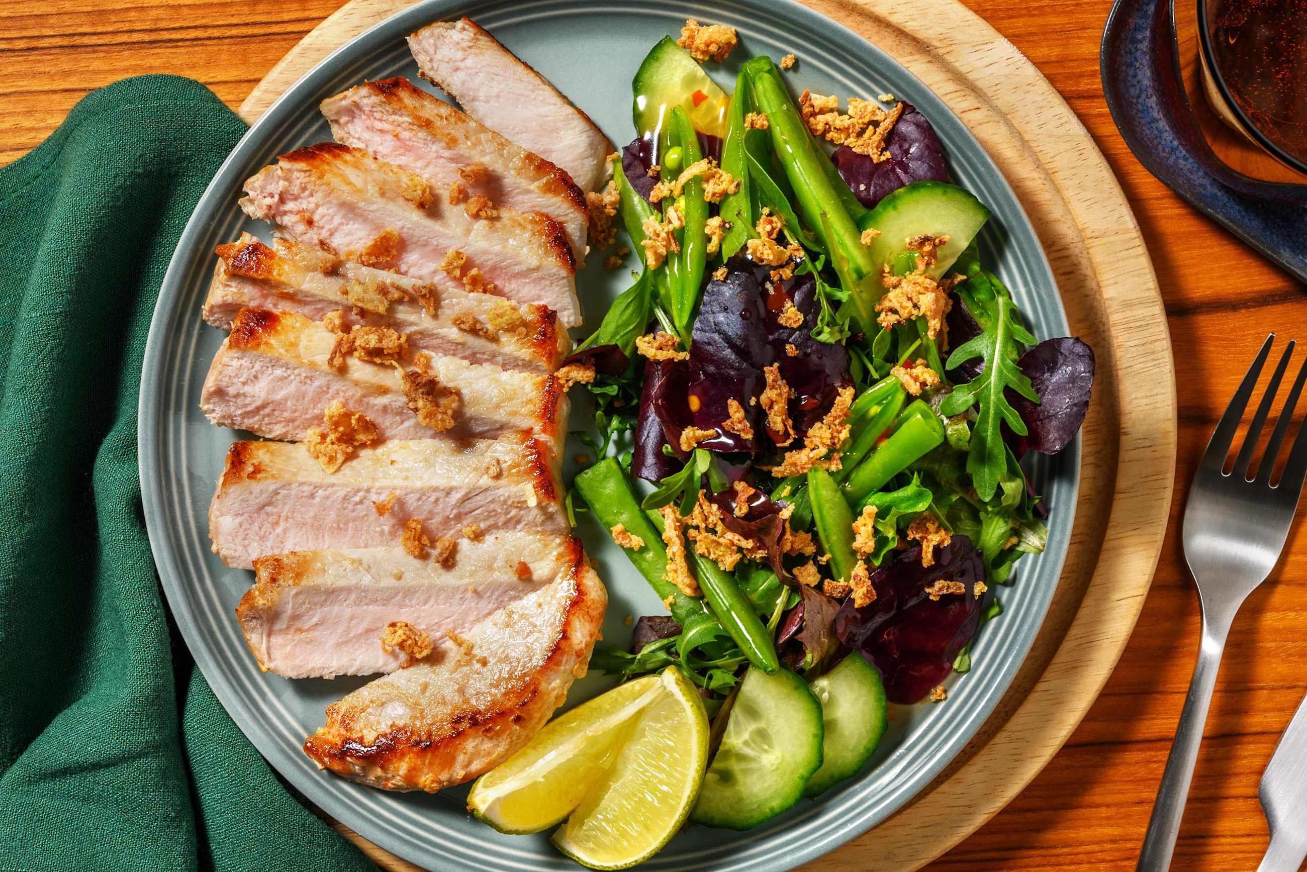 Seared Pork Steak & Zingy Green Salad