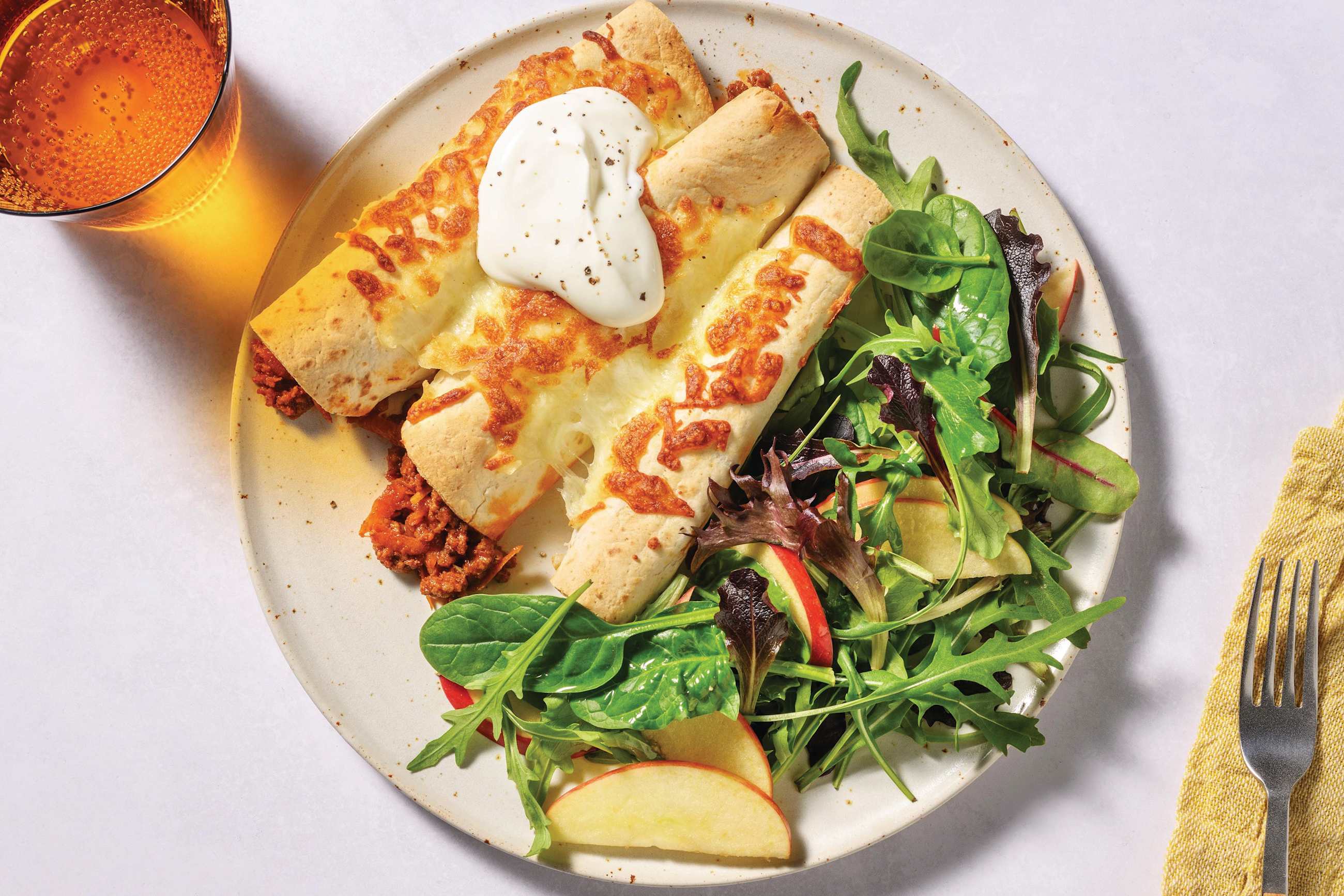 Cheesy Tex-Mex Beef Enchiladas
