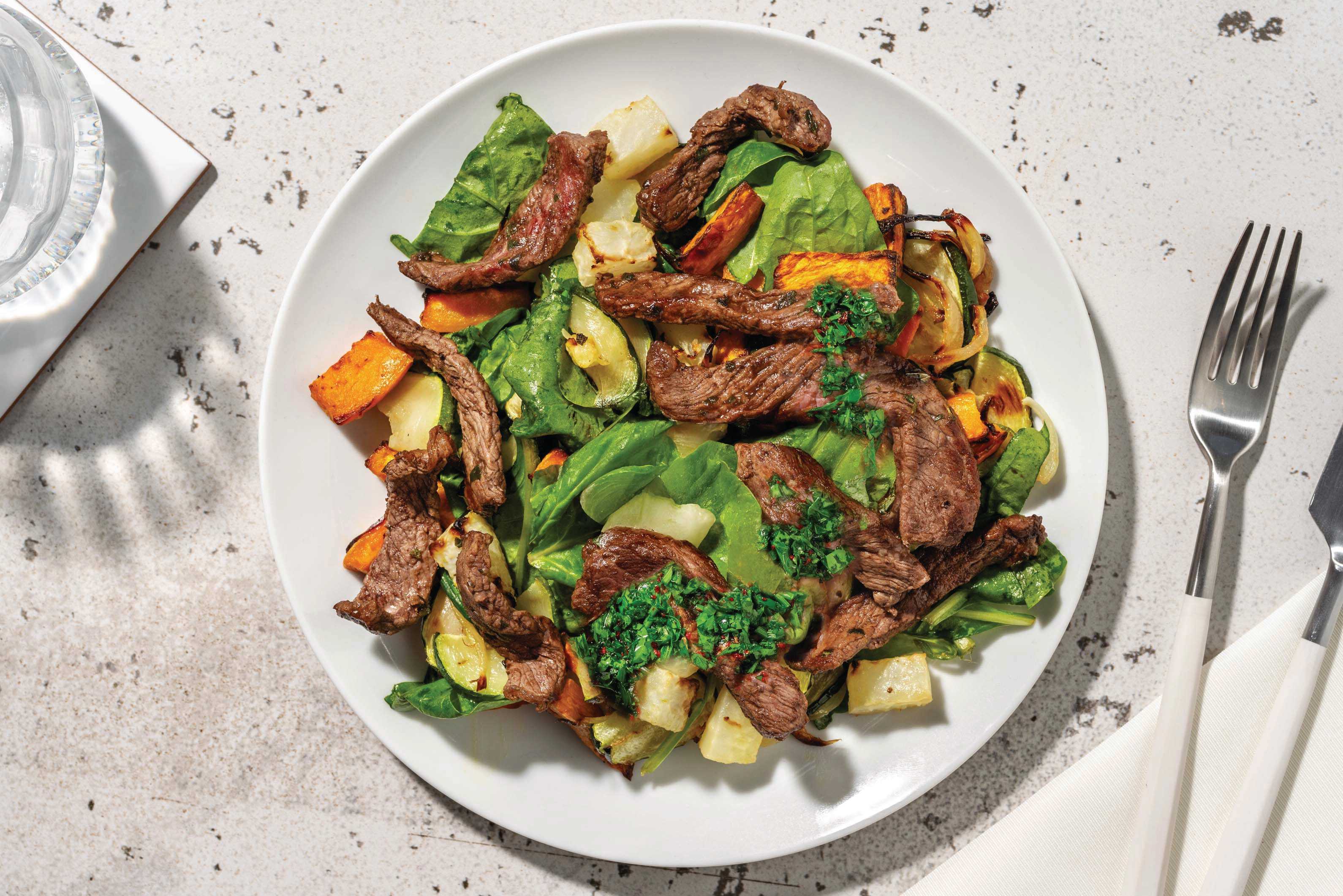 Herbed Halloumi & Roast Veggie Toss