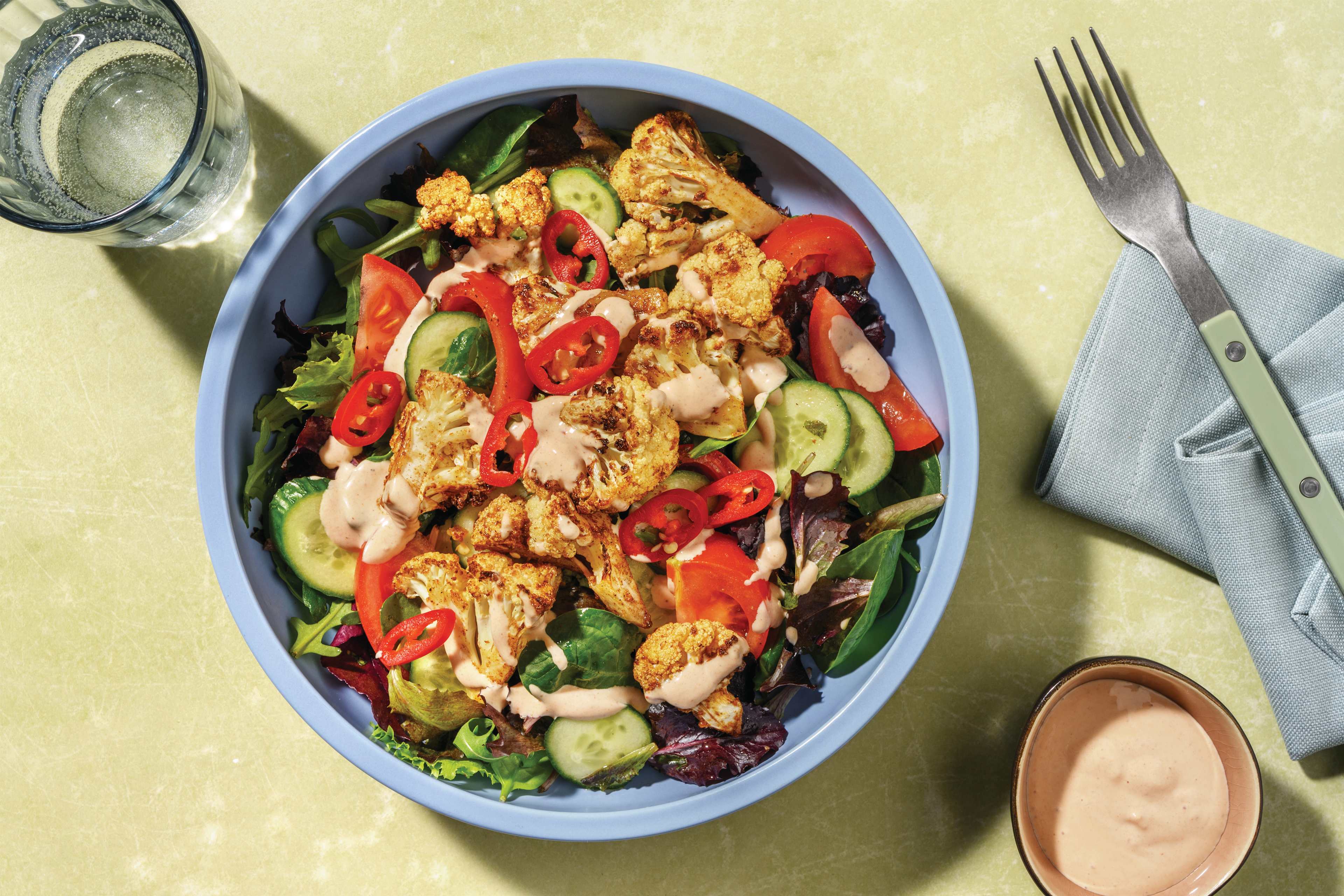 Mexican Charred Cauliflower & Quke Salad