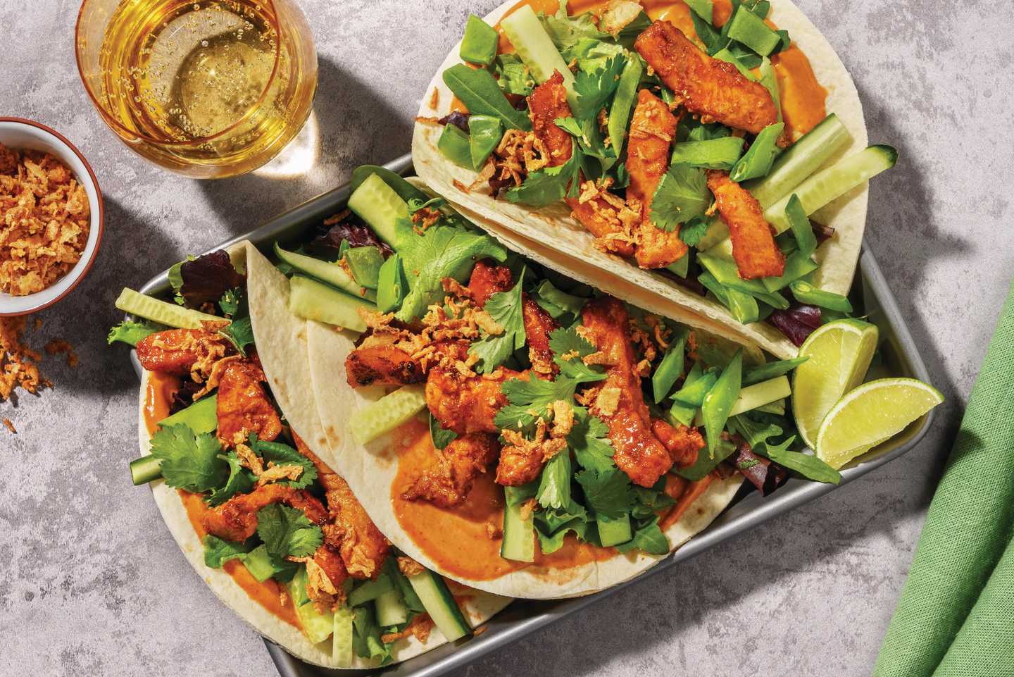 Garlic Beef & Pea Pod Tacos