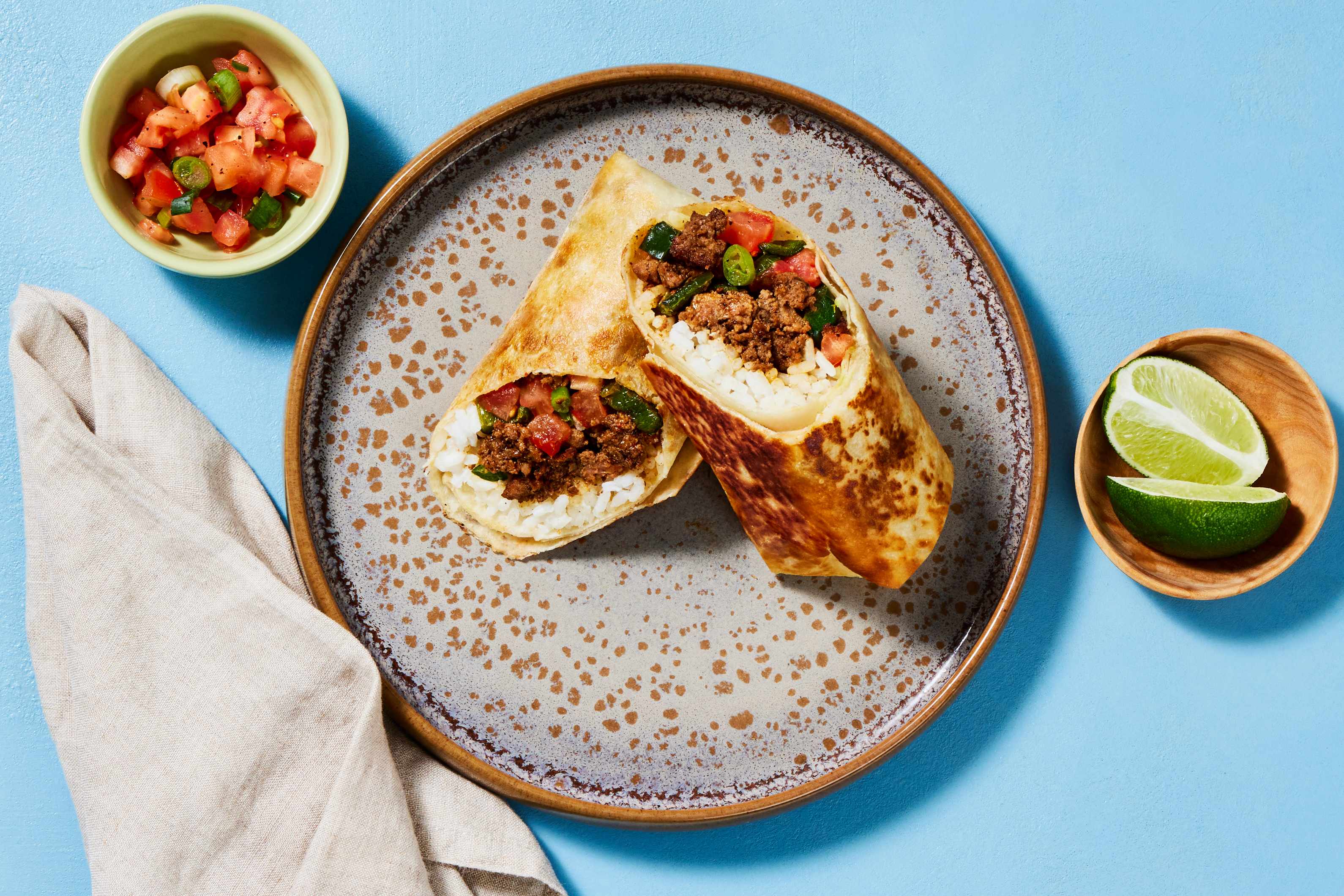 Chili-Lime Turkey & Cheesy Rice Burritos