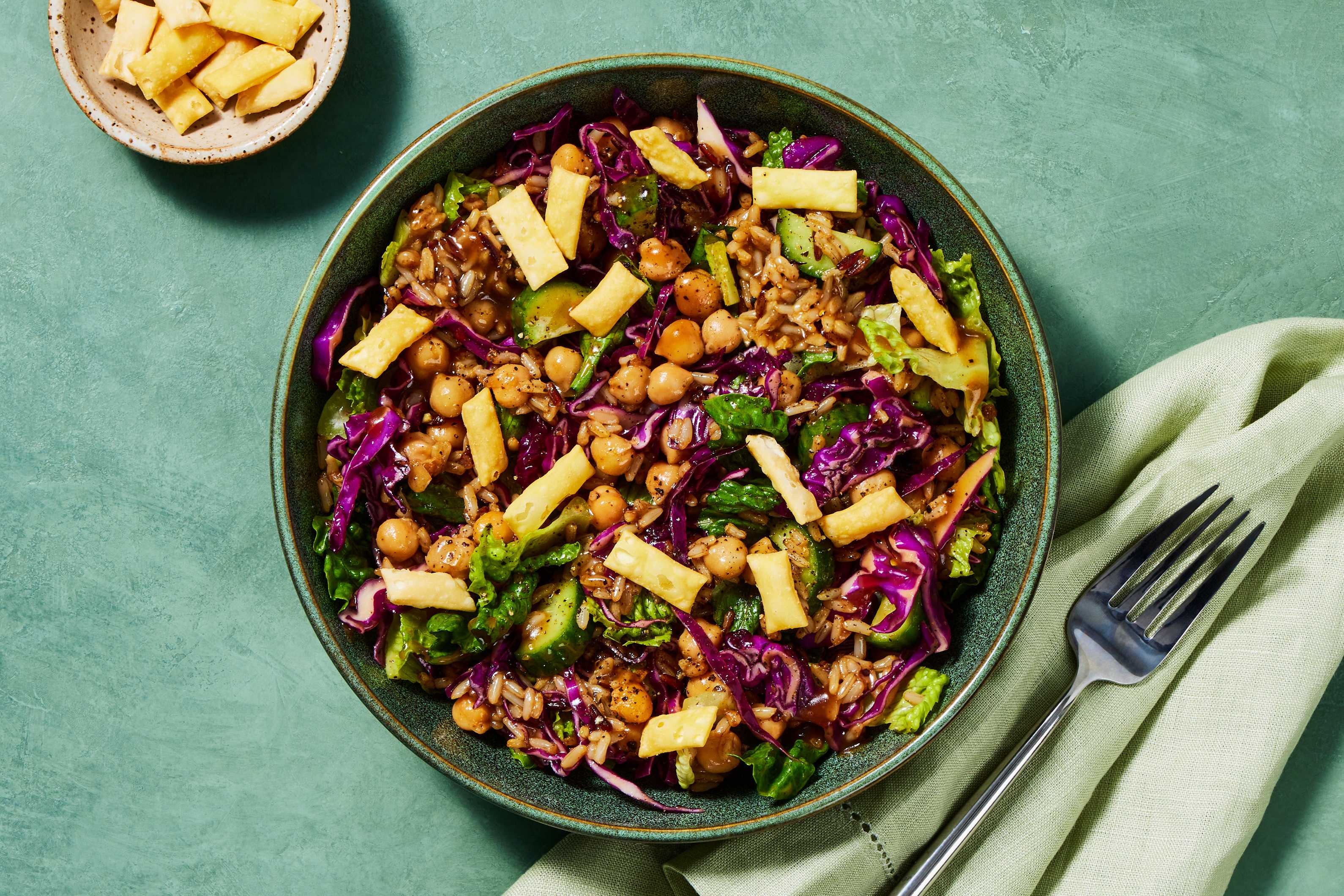 Warm Miso-Sesame Chickpea Chopped Salad