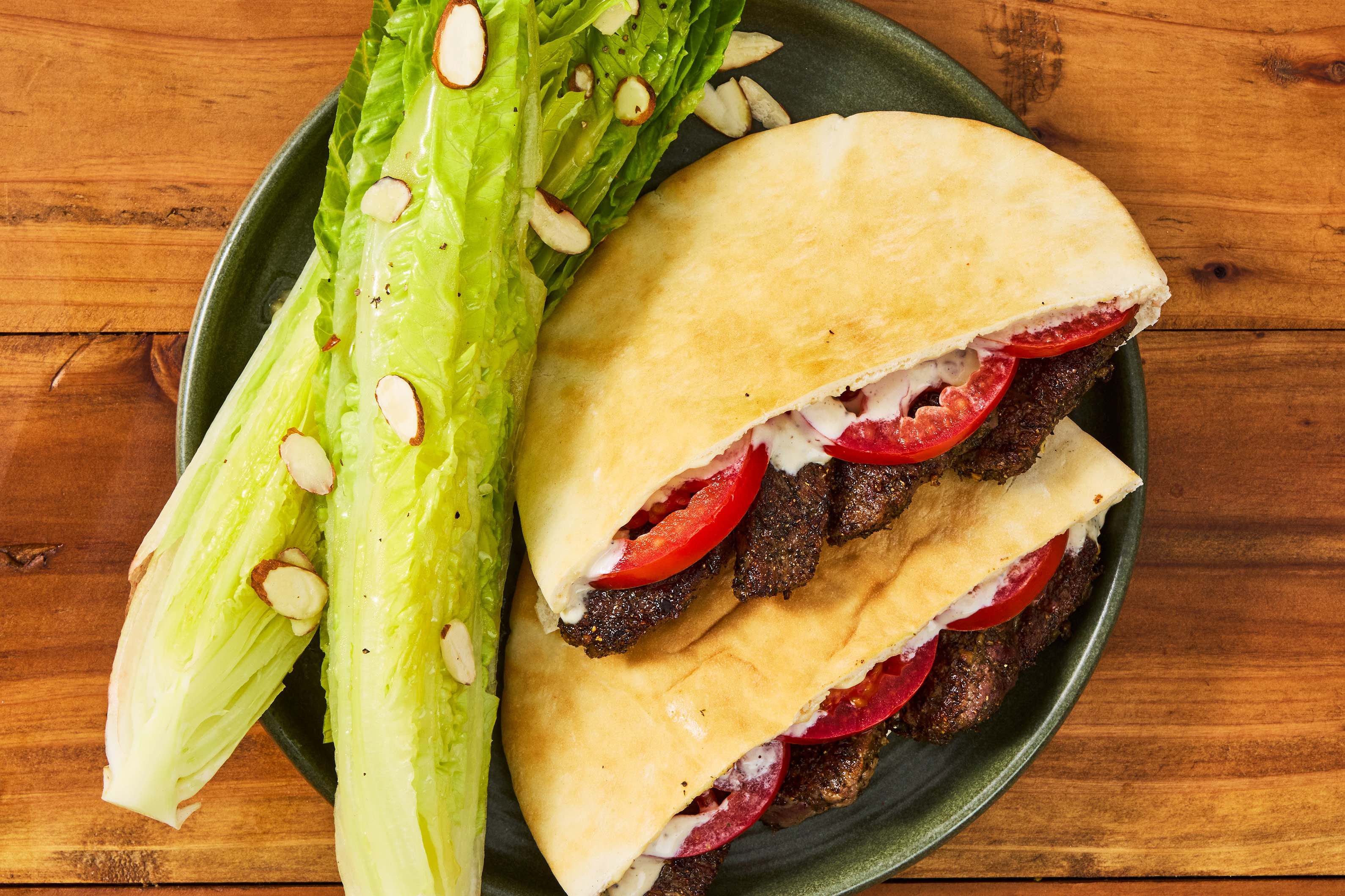 Garlicky Steak Pita Wraps