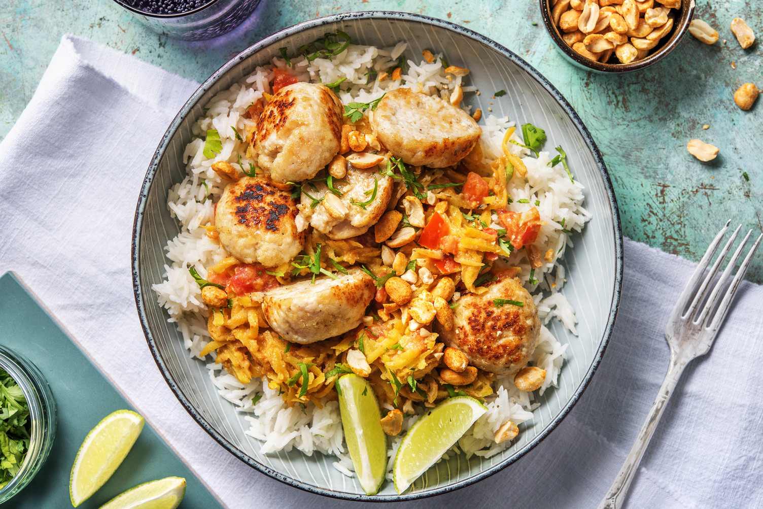 Groene curry met kipgehaktballetjes