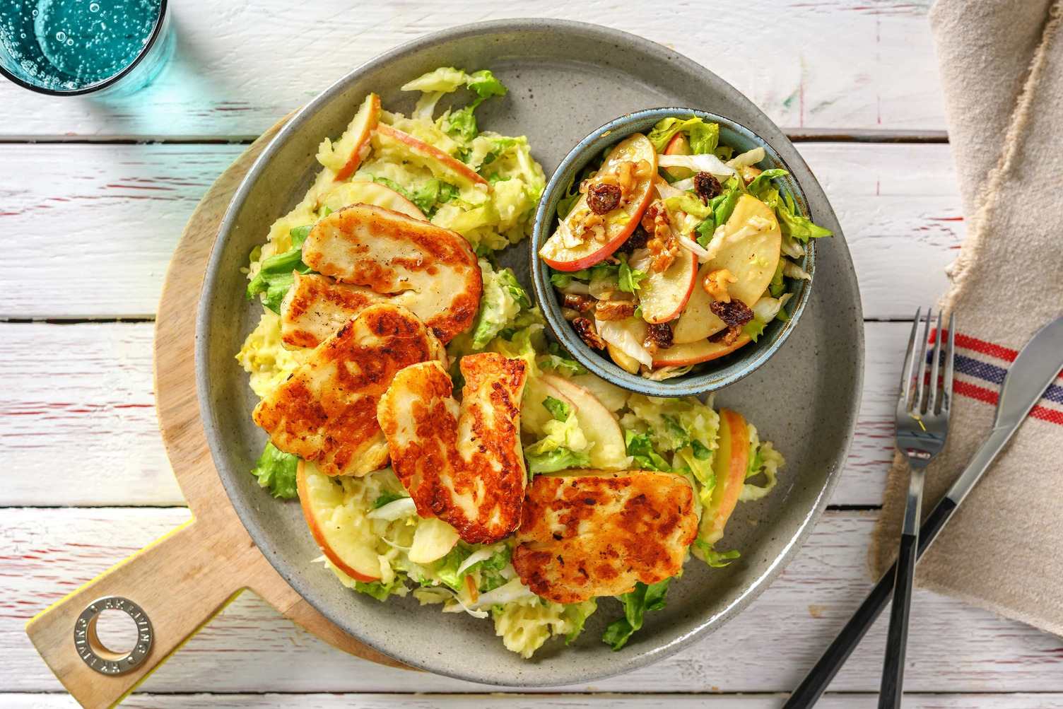 Andijviestamppot met gebakken halloumi