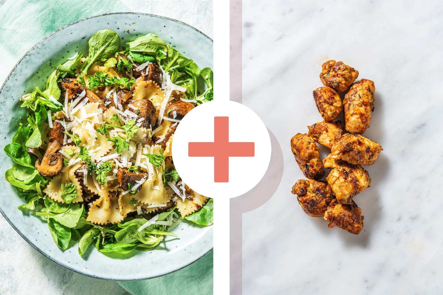 Veggie + protein - Farfalle met kipfiletstukjes als extra