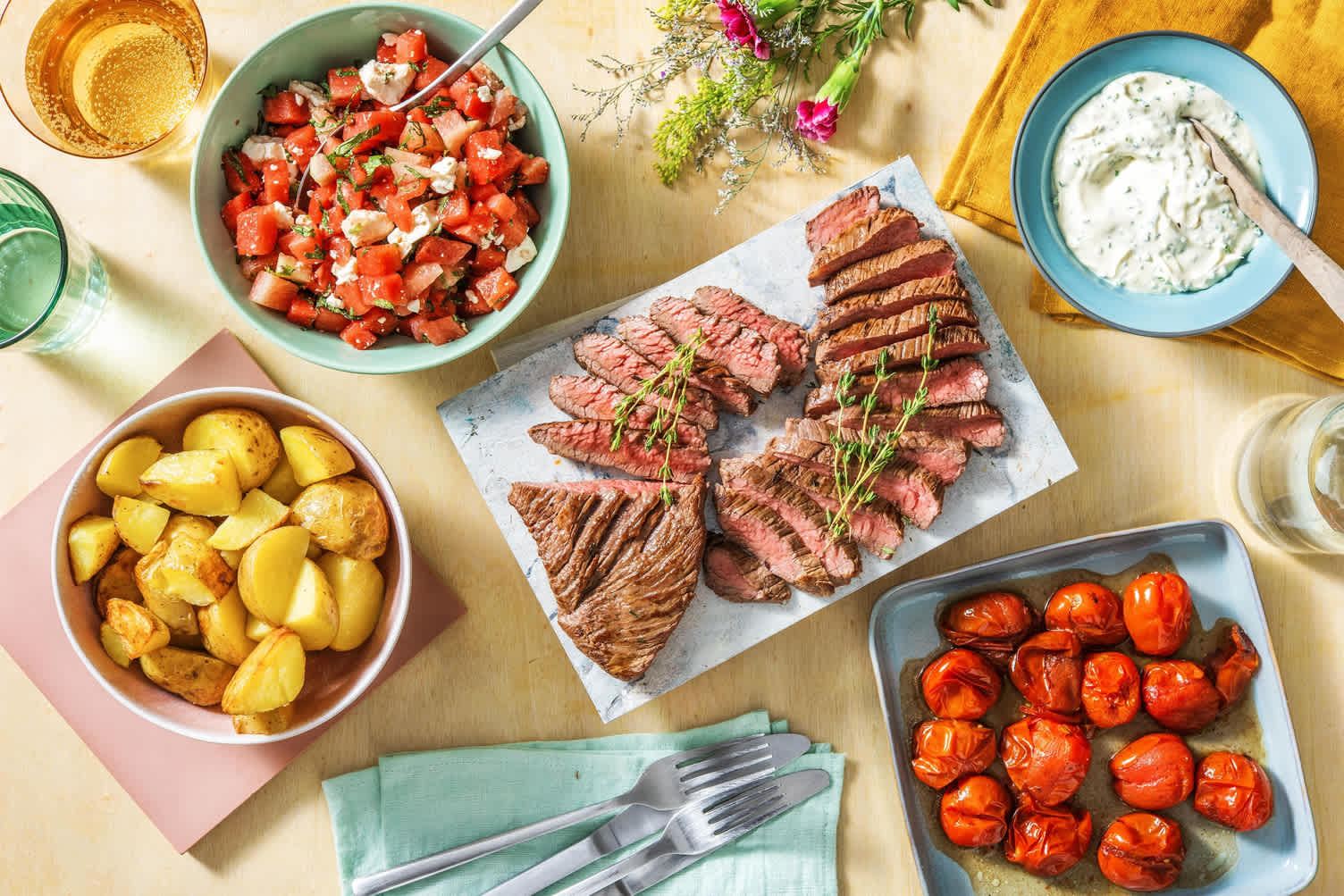 Bavette & pommes de terre en papillote