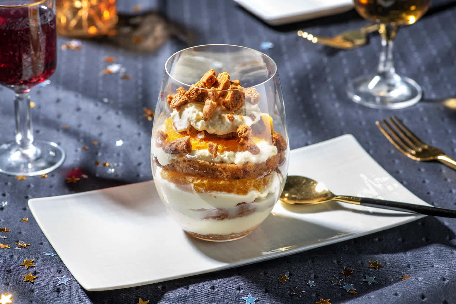 Trifle à l’orange garni de spéculoos croustillant