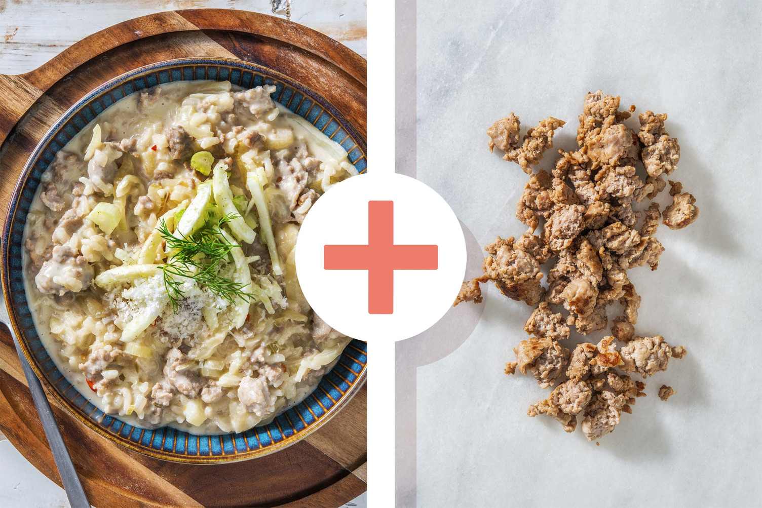Double protein - Risotto à la saucisse de porc épicée en double portion et au fenouil