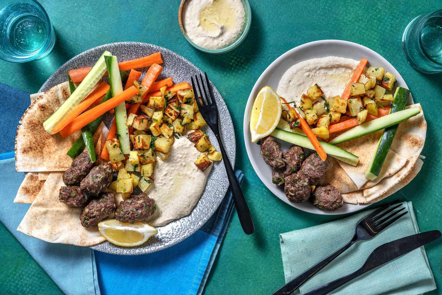 Assiette libanaise de kefta & houmous fait maison