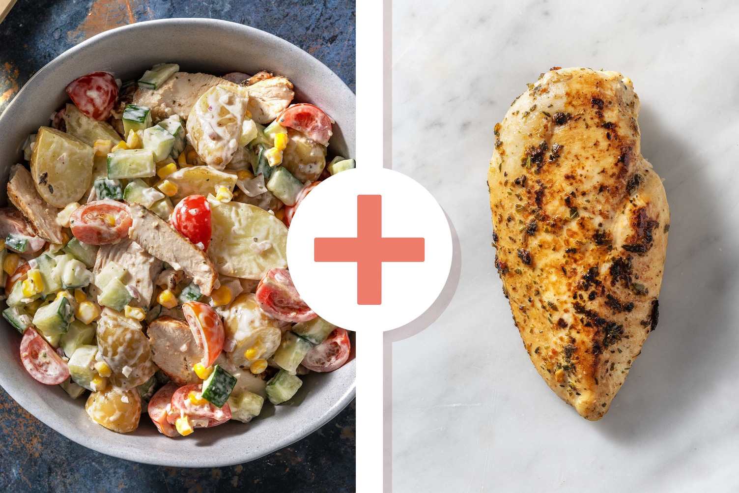 Double protein - Krieltjessalade met dubbele portie kipfilet