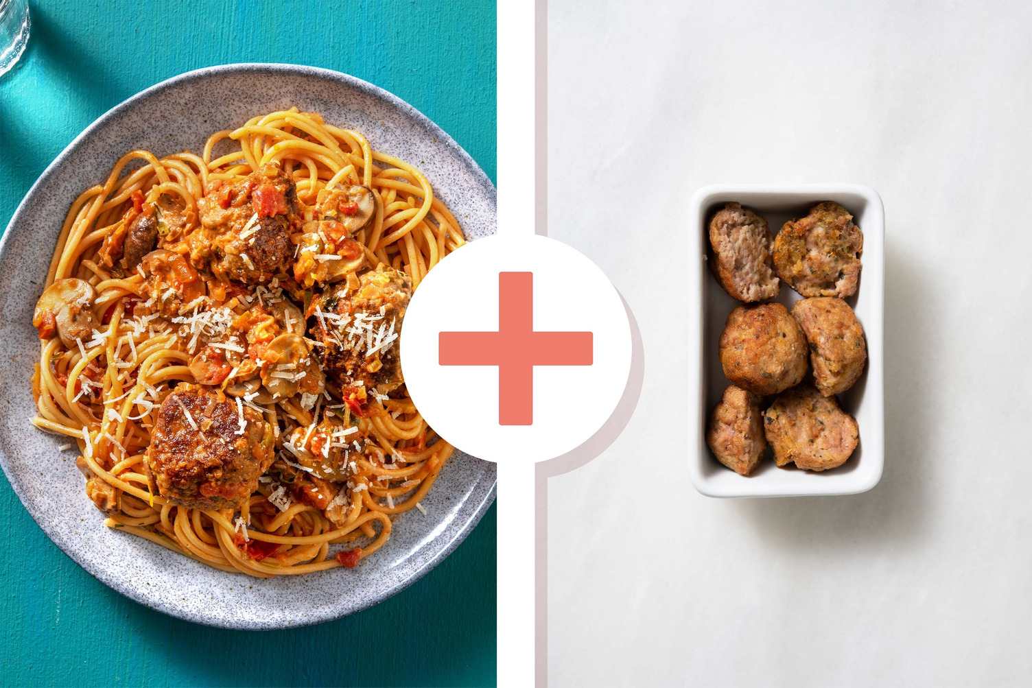 Snelle pasta met dubbele portie gehaktballen