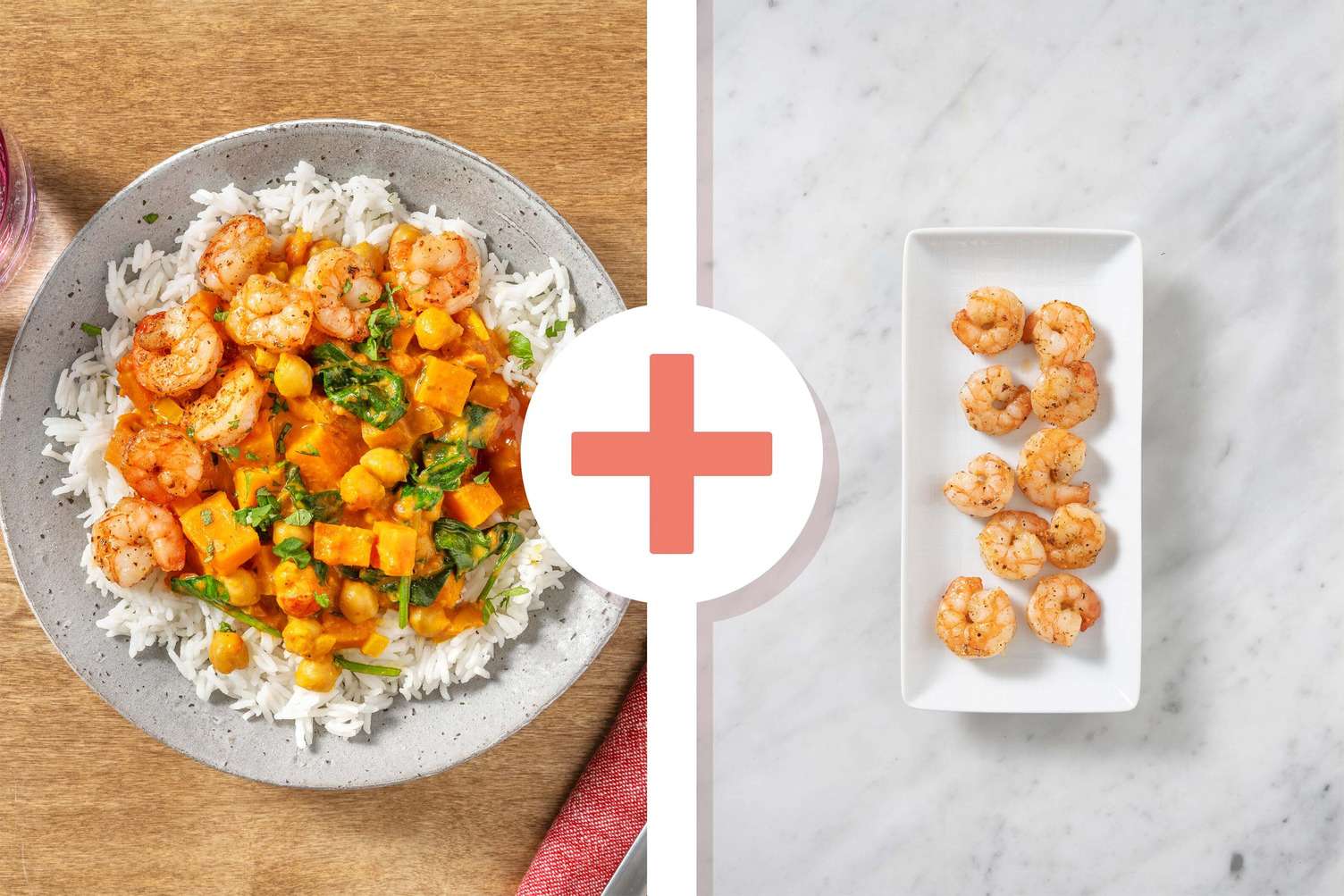 Veggie + protein - Kikkererwtencurry met garnalen als extra