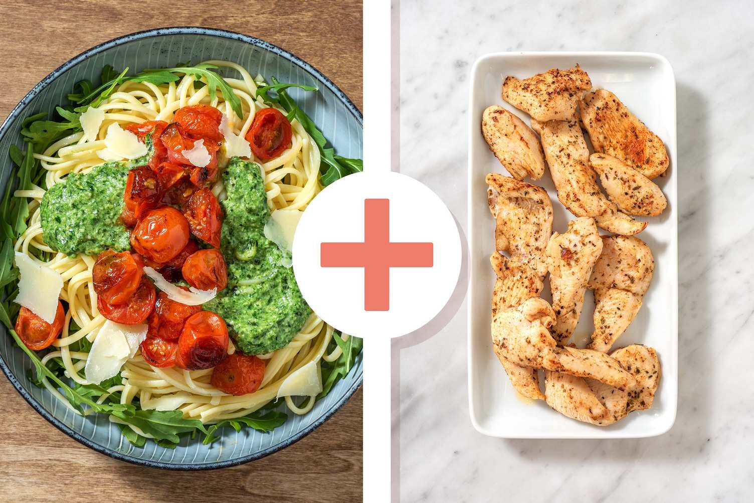 Veggie + protein - Linguine met kipfiletreepjes als extra