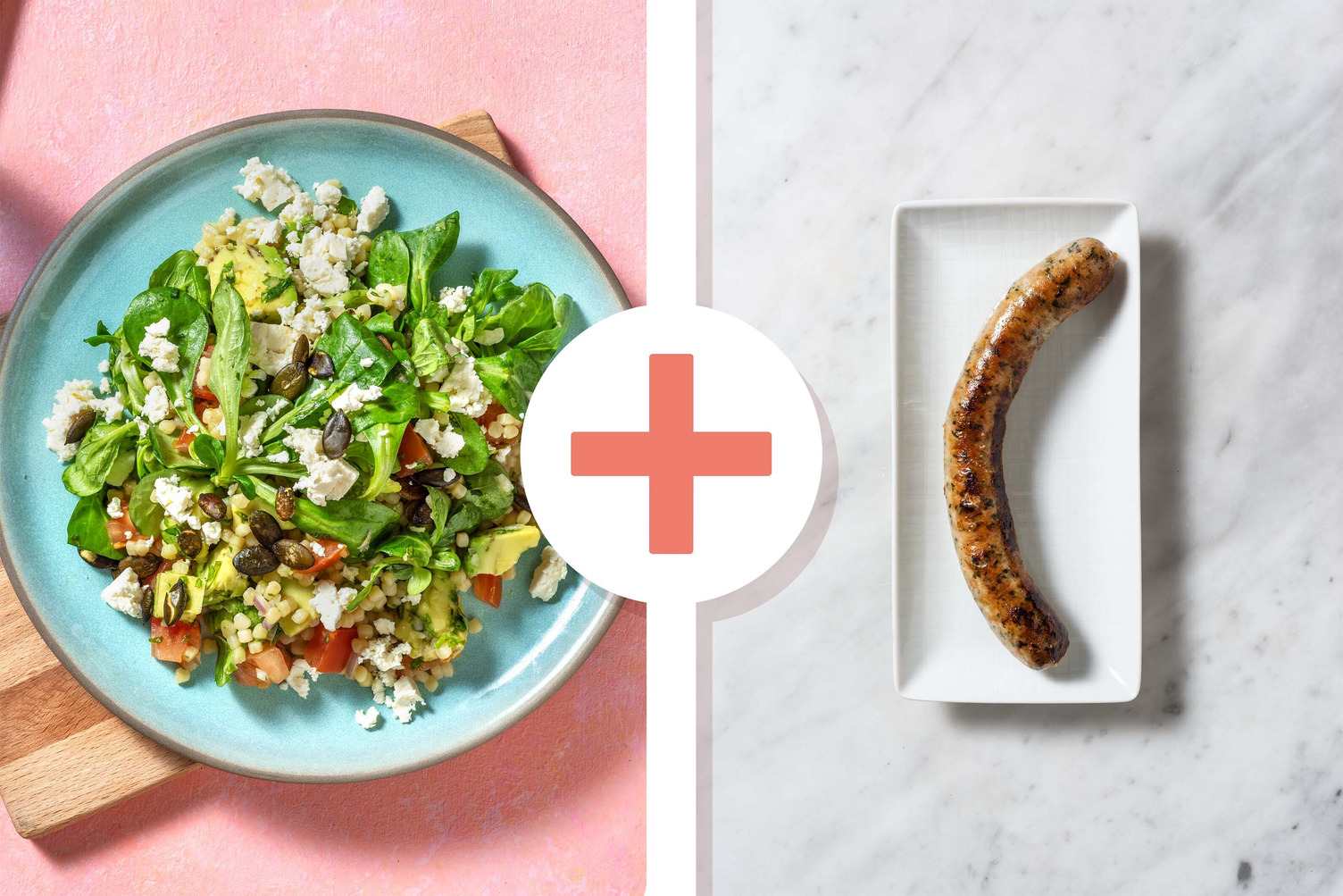 Veggie + Protein - Parelcouscoussalade met varkensworst als extra