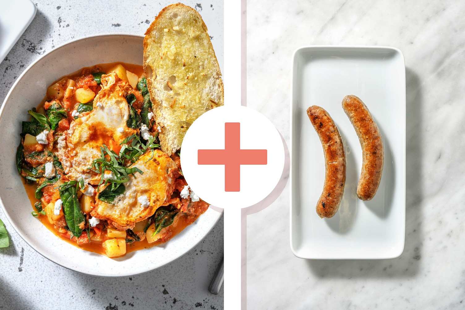 Veggie+Protein - Chakchouka et saucisse de porc en extra