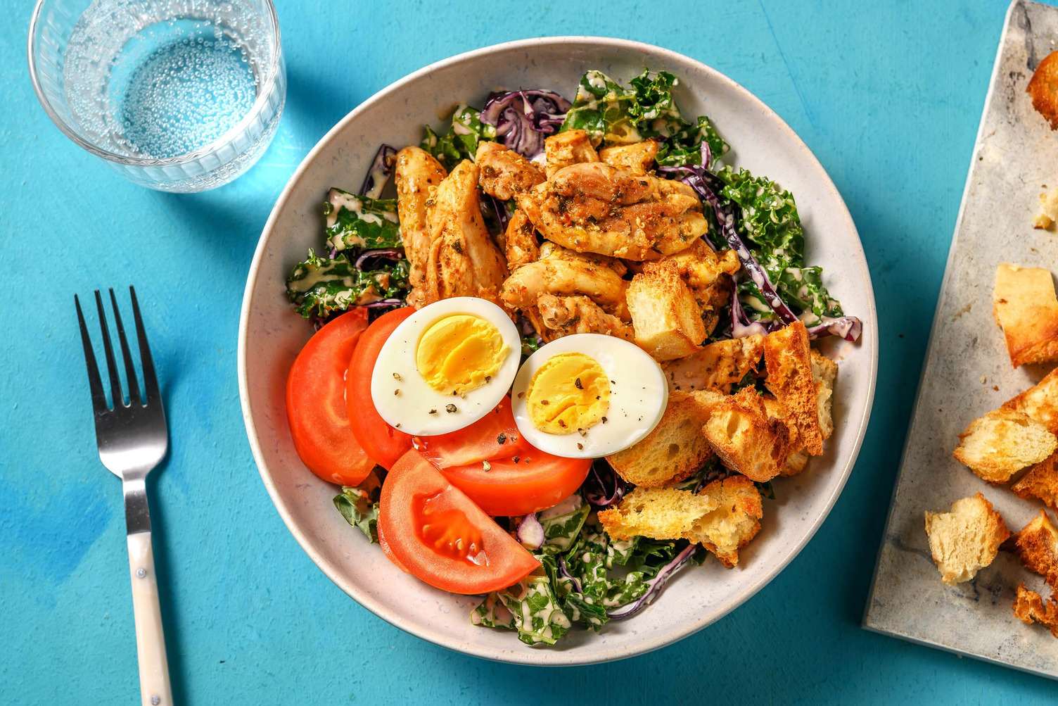 Mediterranean Chicken salad with mustard dressing