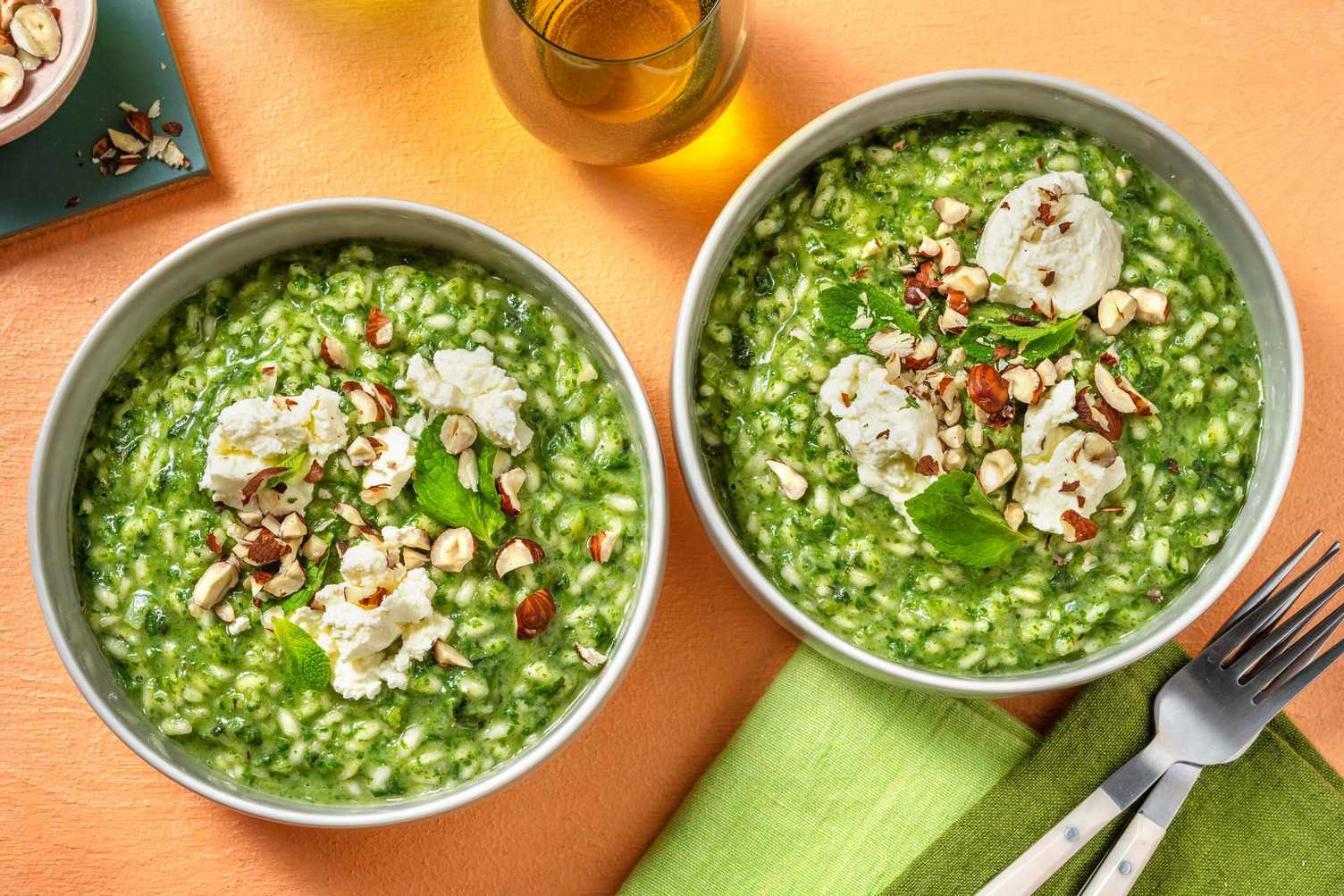 Risotto saporito agli spinaci e caprino