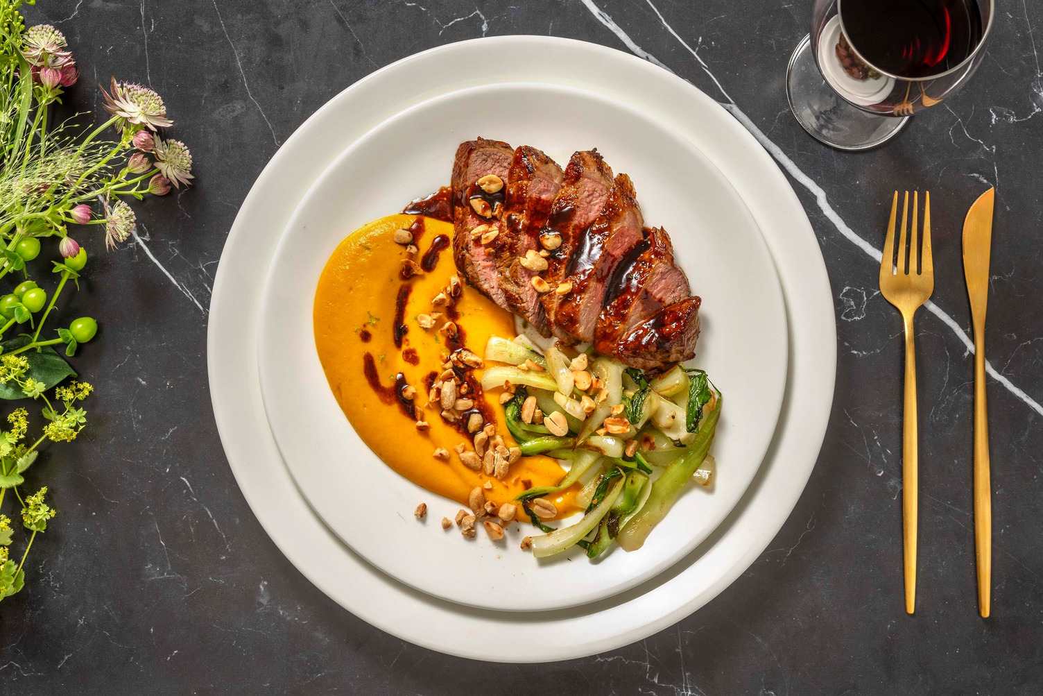 Pavé de bœuf, pak choï & réduction soja
