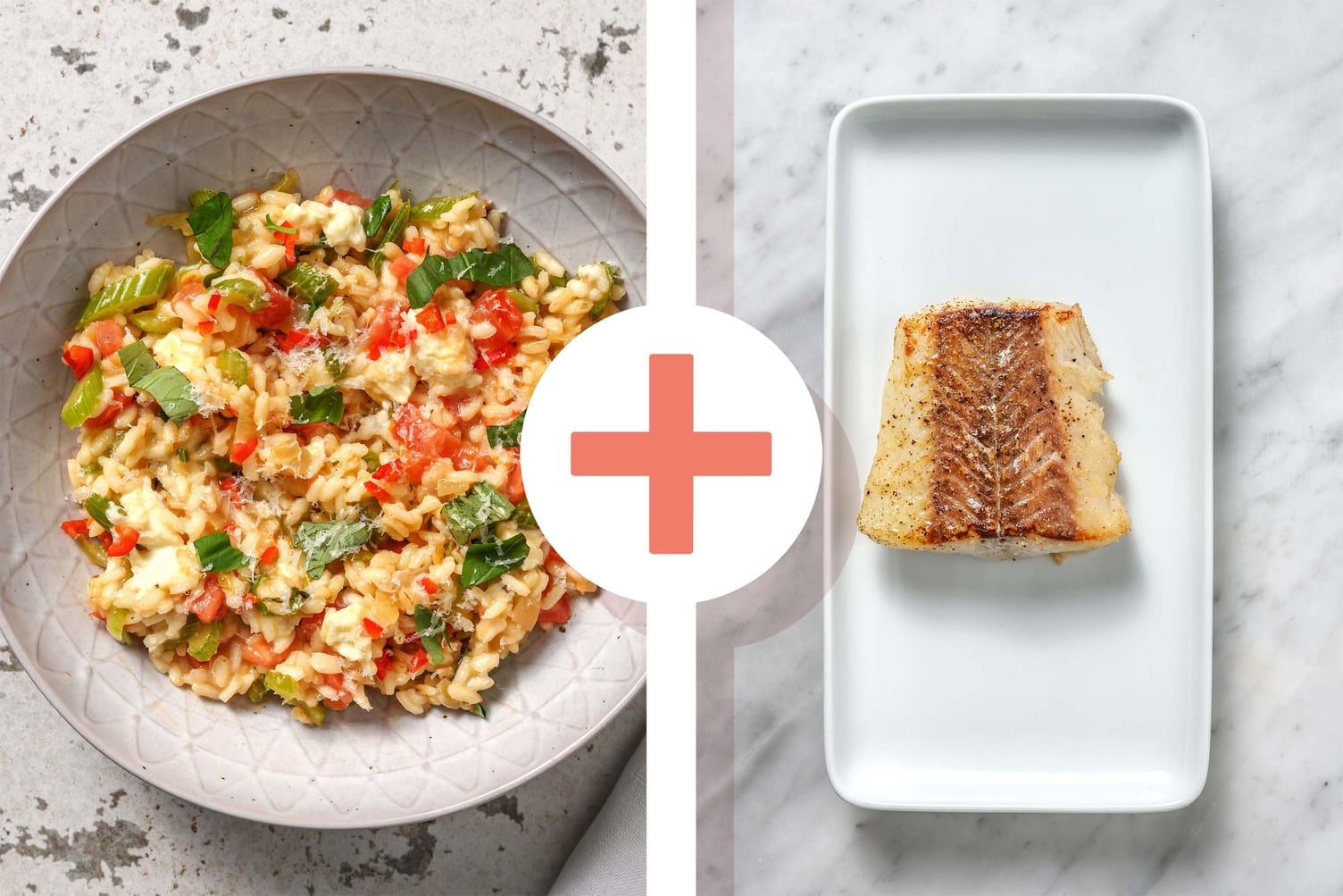 Veggie + protein - Risotto met buffelmozzarella en kabeljauw als extra