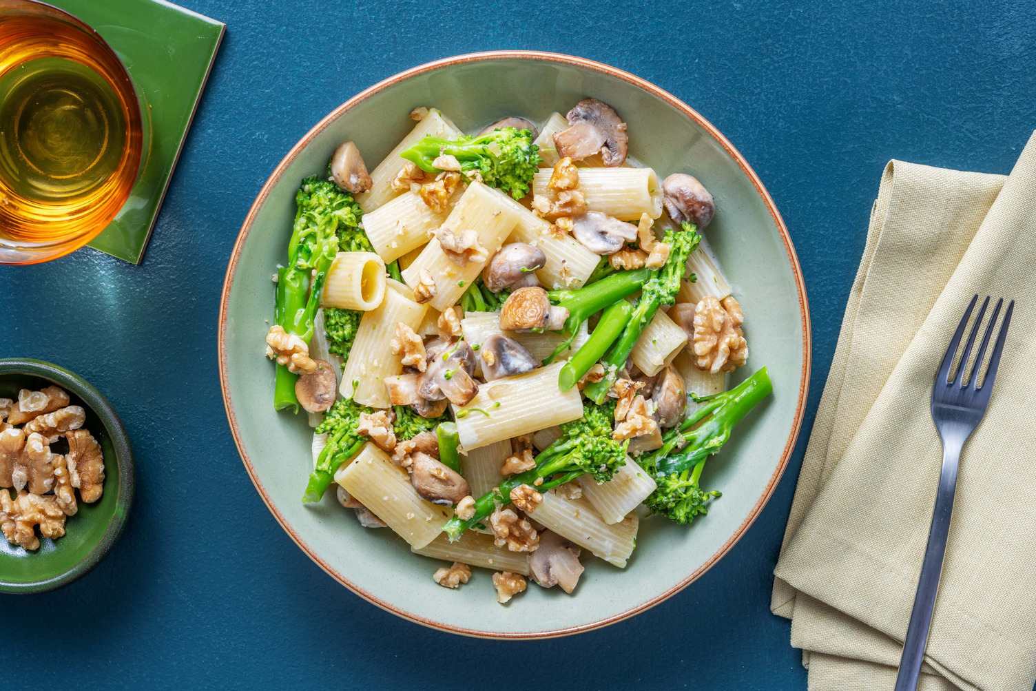 Rigatoni aux champignons et huile parfumée à la truffe