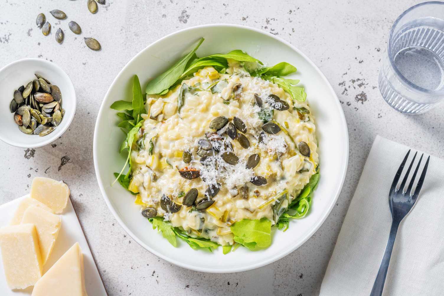Orzo façon risotto aux épinards & poireau