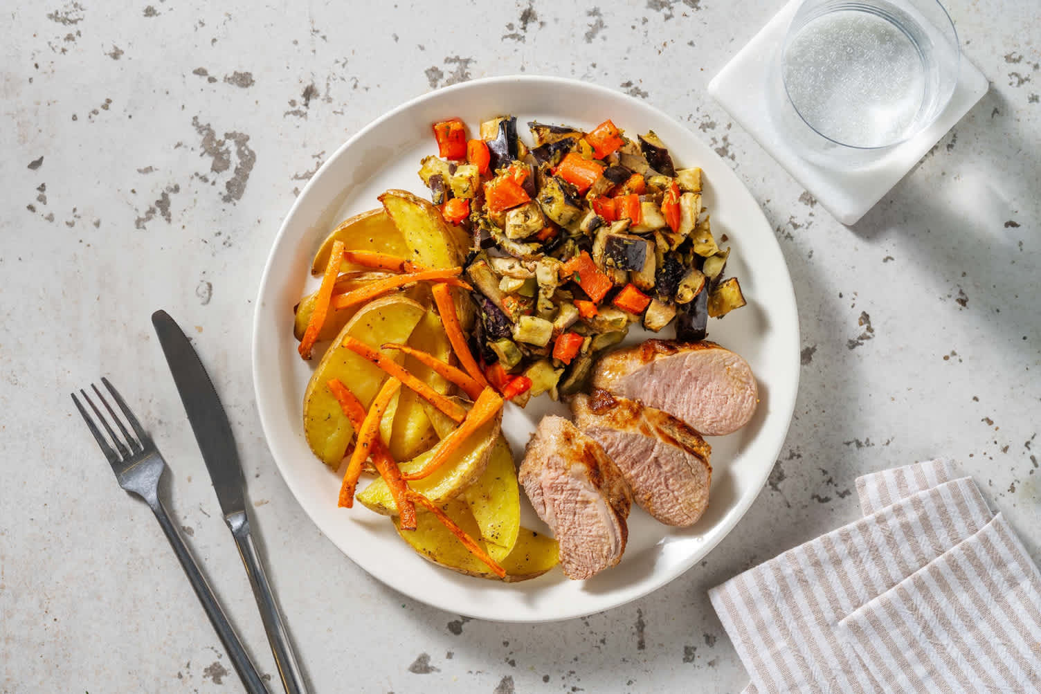 Filet de porc mariné en sauce miel-moutarde