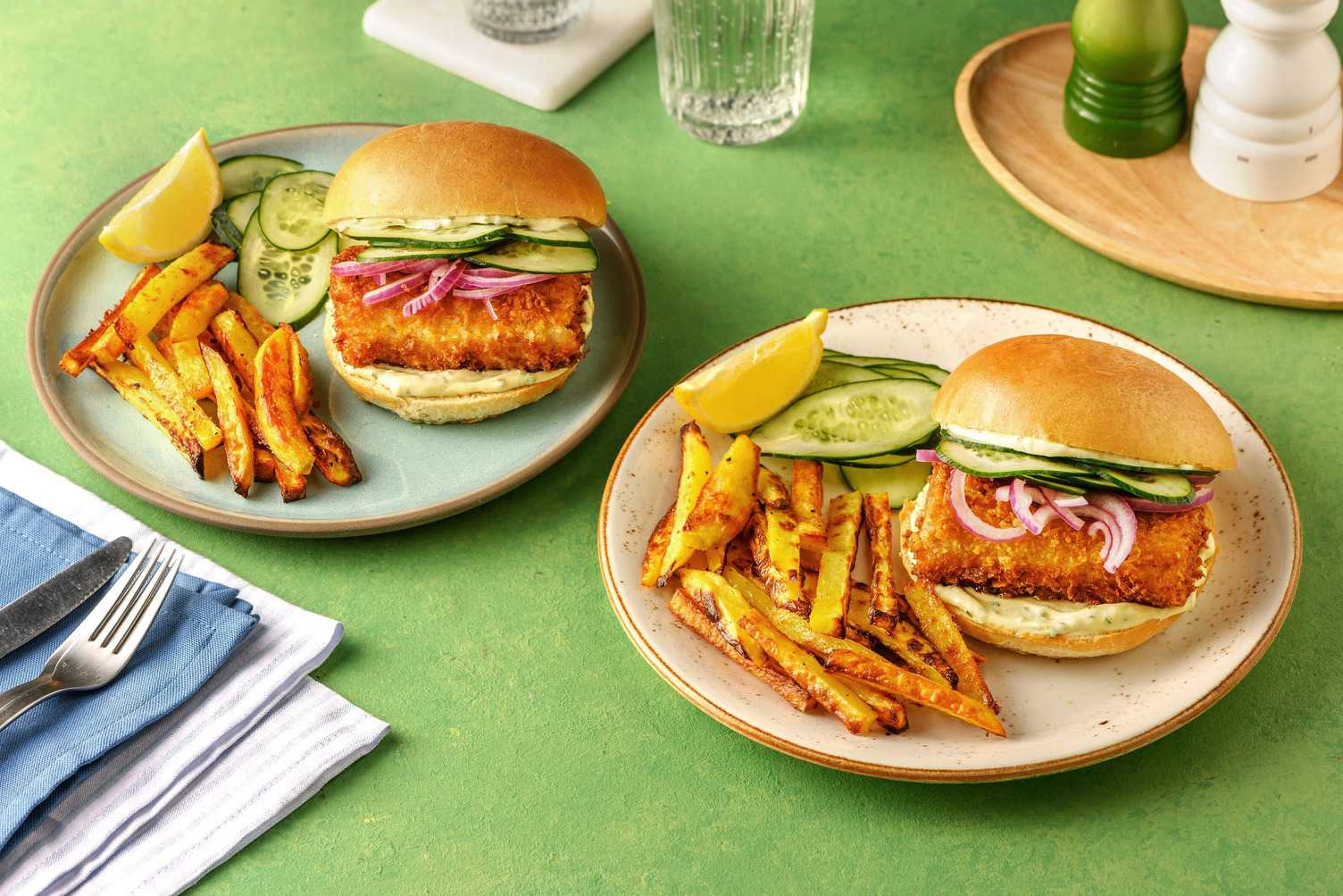 Panert fiskeburger