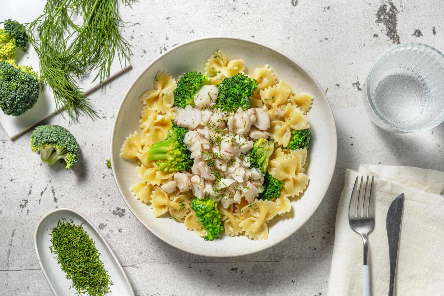 Farfalle au cabillaud & brocoli