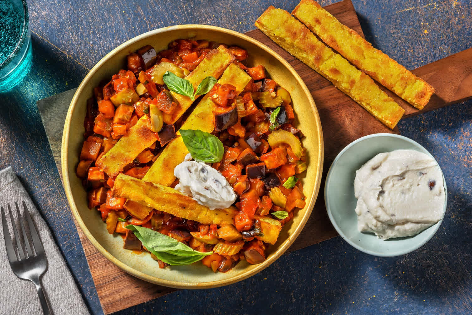 Caponata light di melanzane con polenta 